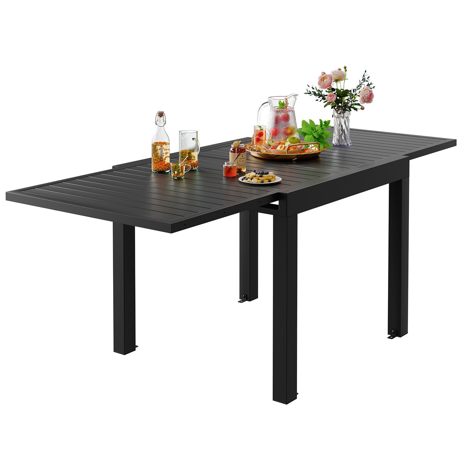 GUNJI Gartentisch Esstisch ausziehbar 80/160 x 75cm Gartentisch wetterfest günstig online kaufen