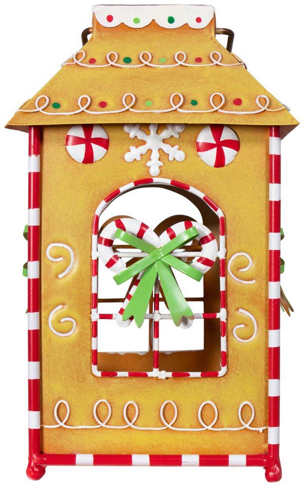 mit Christmas Zuckerstangen Kerzenlaterne Paradise 28cm St), Metall-Weihnachtsdeko (Deko-Laterne, und 1 weihnachtlichen Kerzen Lebkuchenhaus Teelichter für