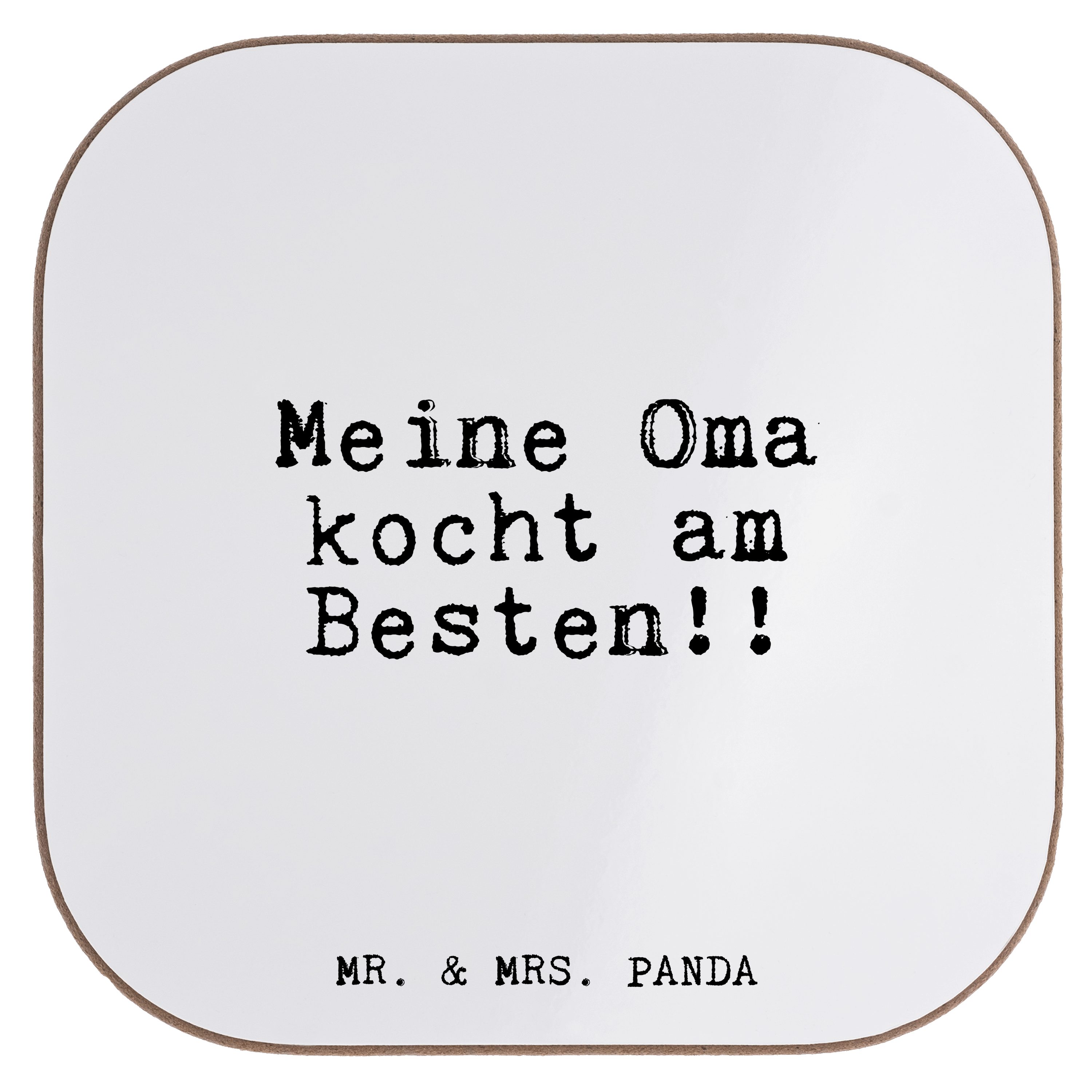 Mr. & Mrs. Panda Getränkeuntersetzer Meine Oma kocht am... - Weiß - Geschenk, Geschenk Oma, Getränkeunters, 1-tlg.