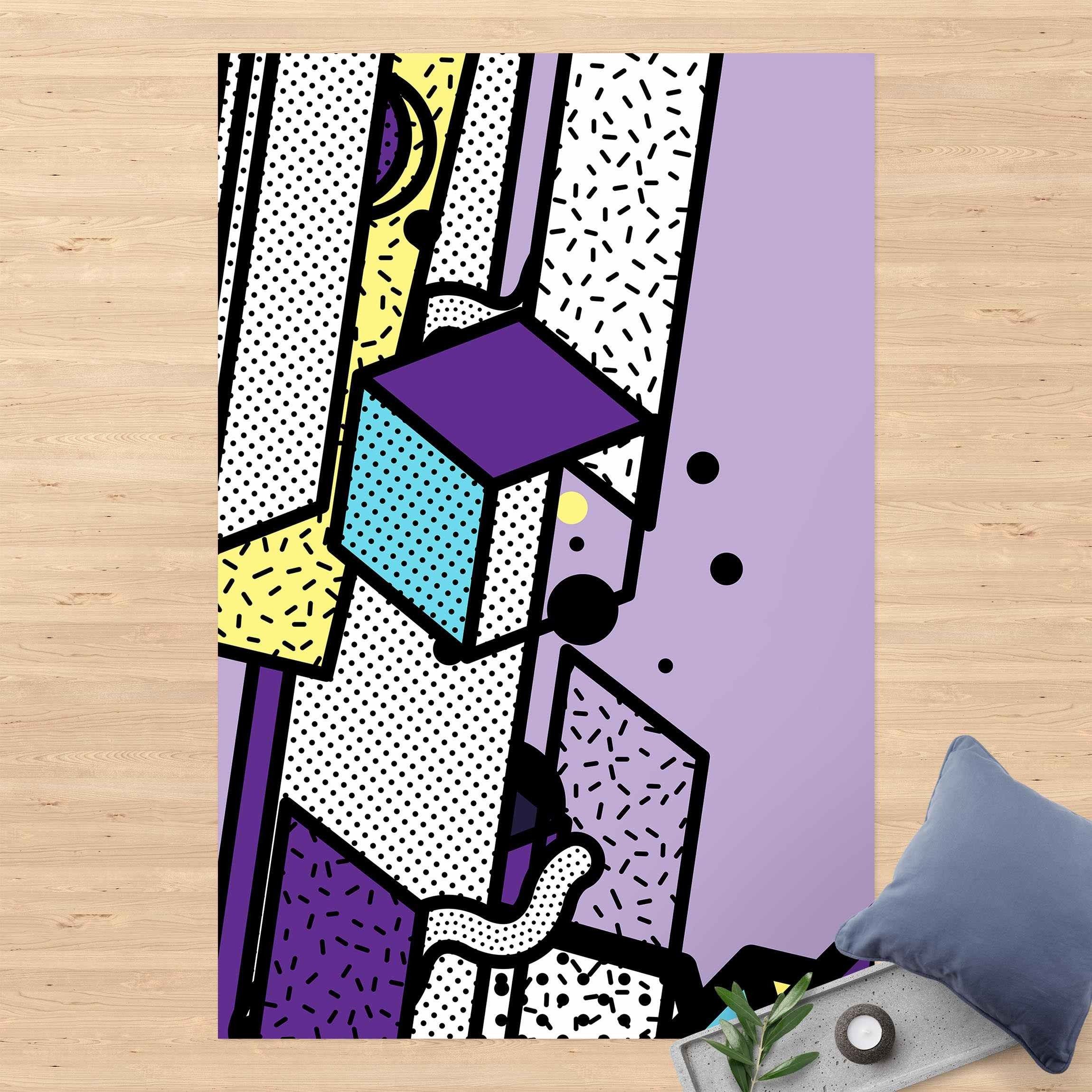 Bilderdepot24 Teppich Vinyl Wohnzimmer Schlafzimmer Flur Küche Muster modern, rechteckig - violett glatt, nass wischbar (Küche, Tierhaare) - Saugroboter & Bodenheizung geeignet