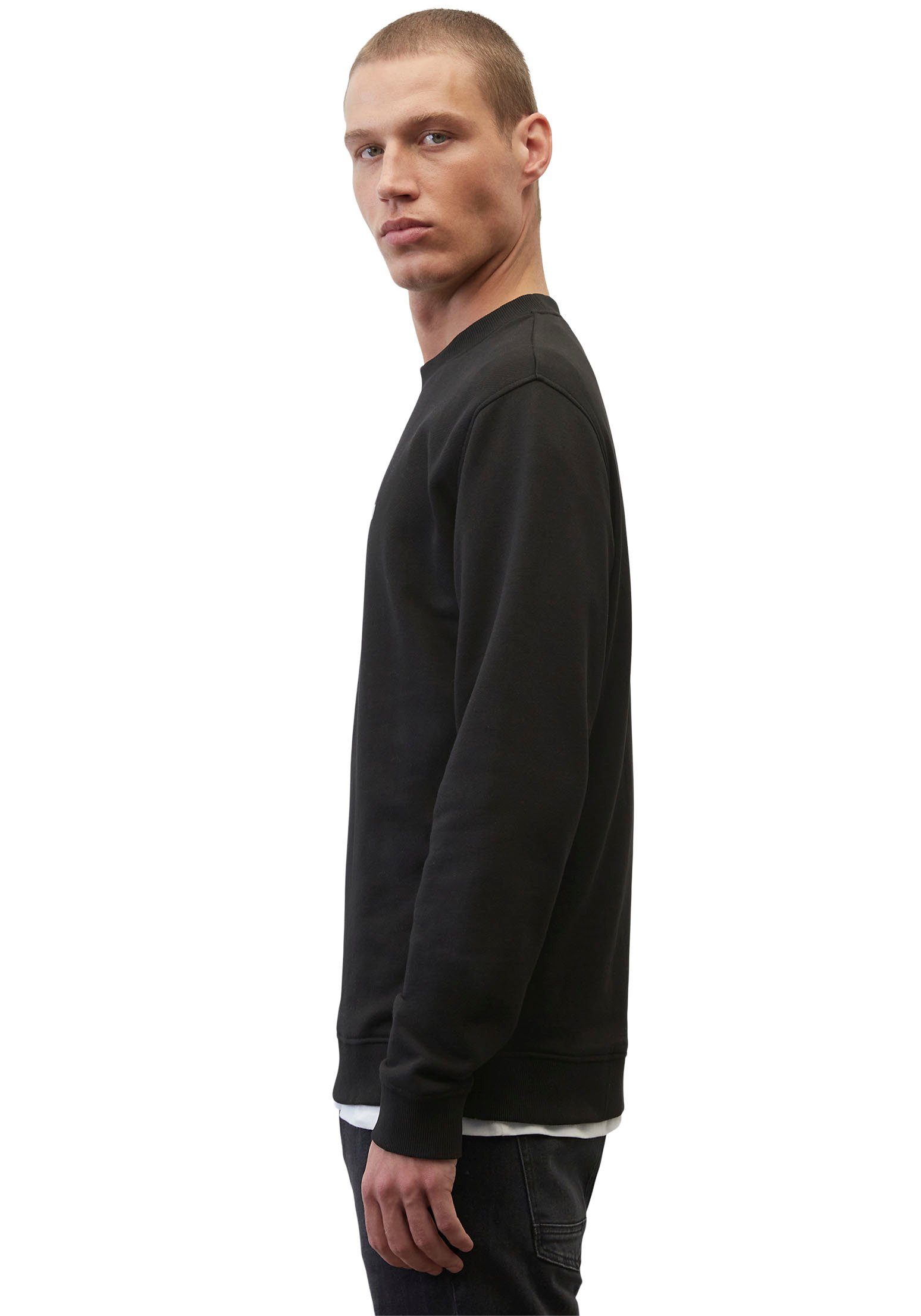 Sweatshirt schwarz O'Polo Label-Stickerei Marc mit DENIM großer vorne