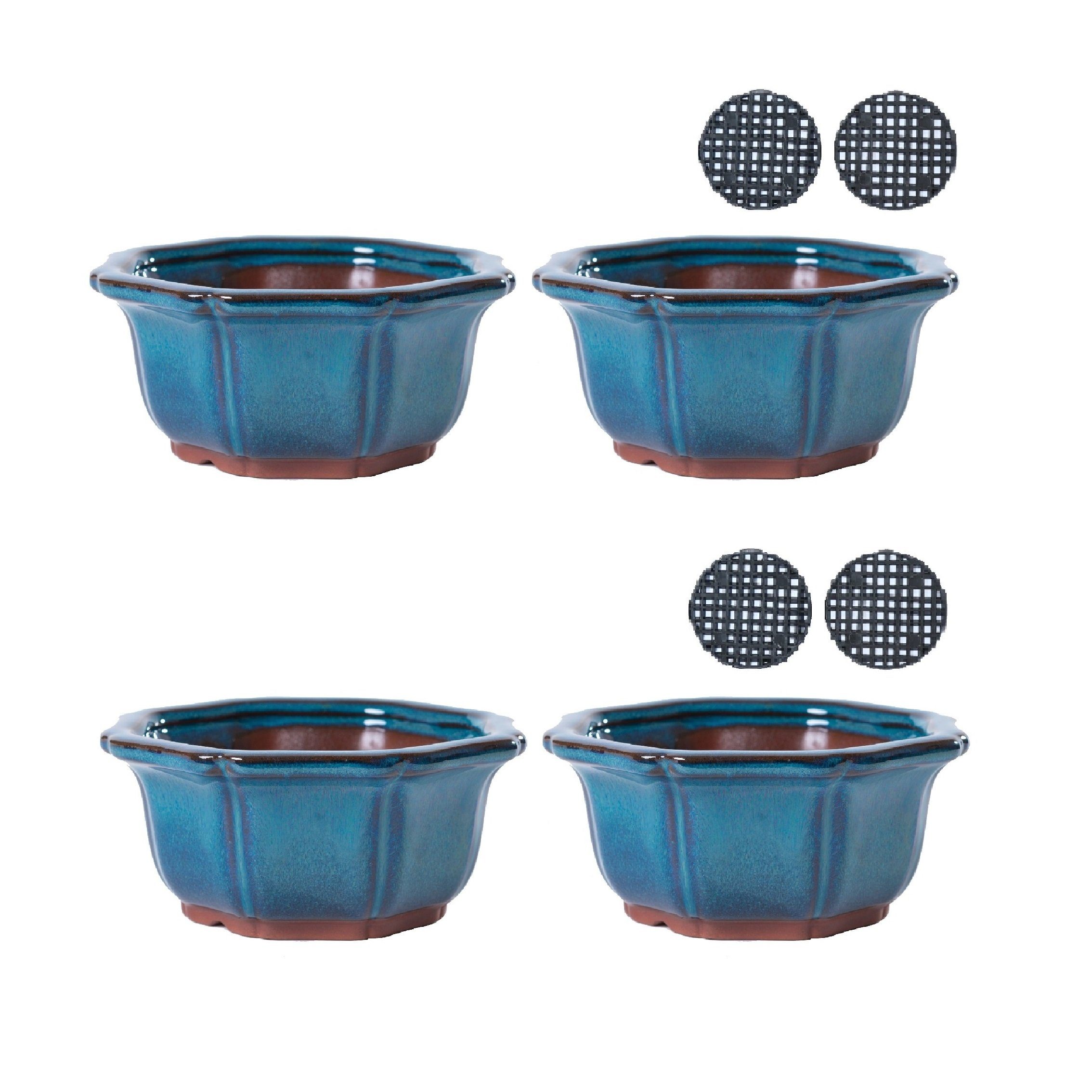 Jinfa Dekovase Jinfa Keramik-Bonsai-Töpfen in Mix Form mit Entwässerungslöchern 2 Stück (23,7Euro/Stück)Türkis