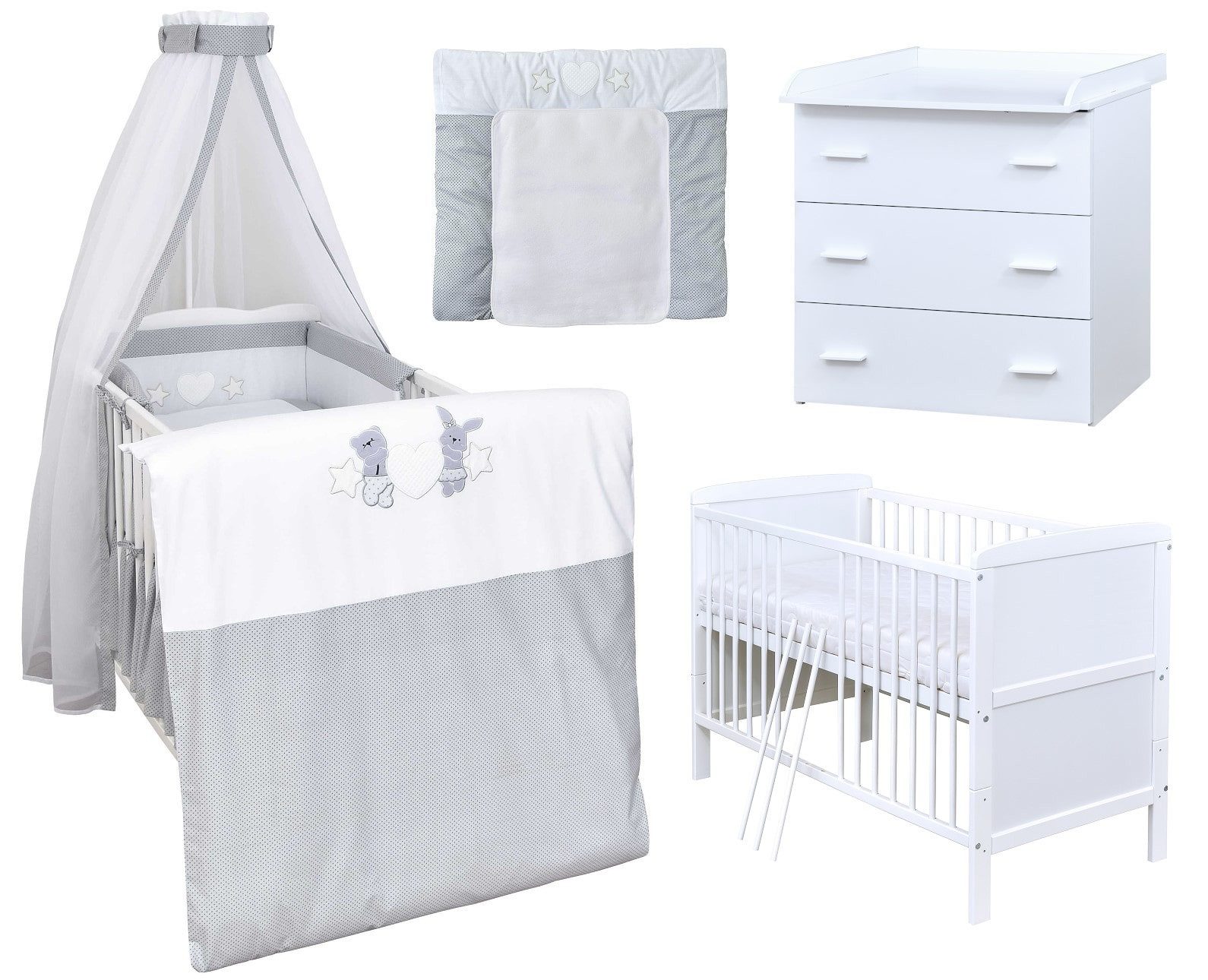 Babyzimmer-Komplettset Babyzimmer 140x70 weiß Komplettset