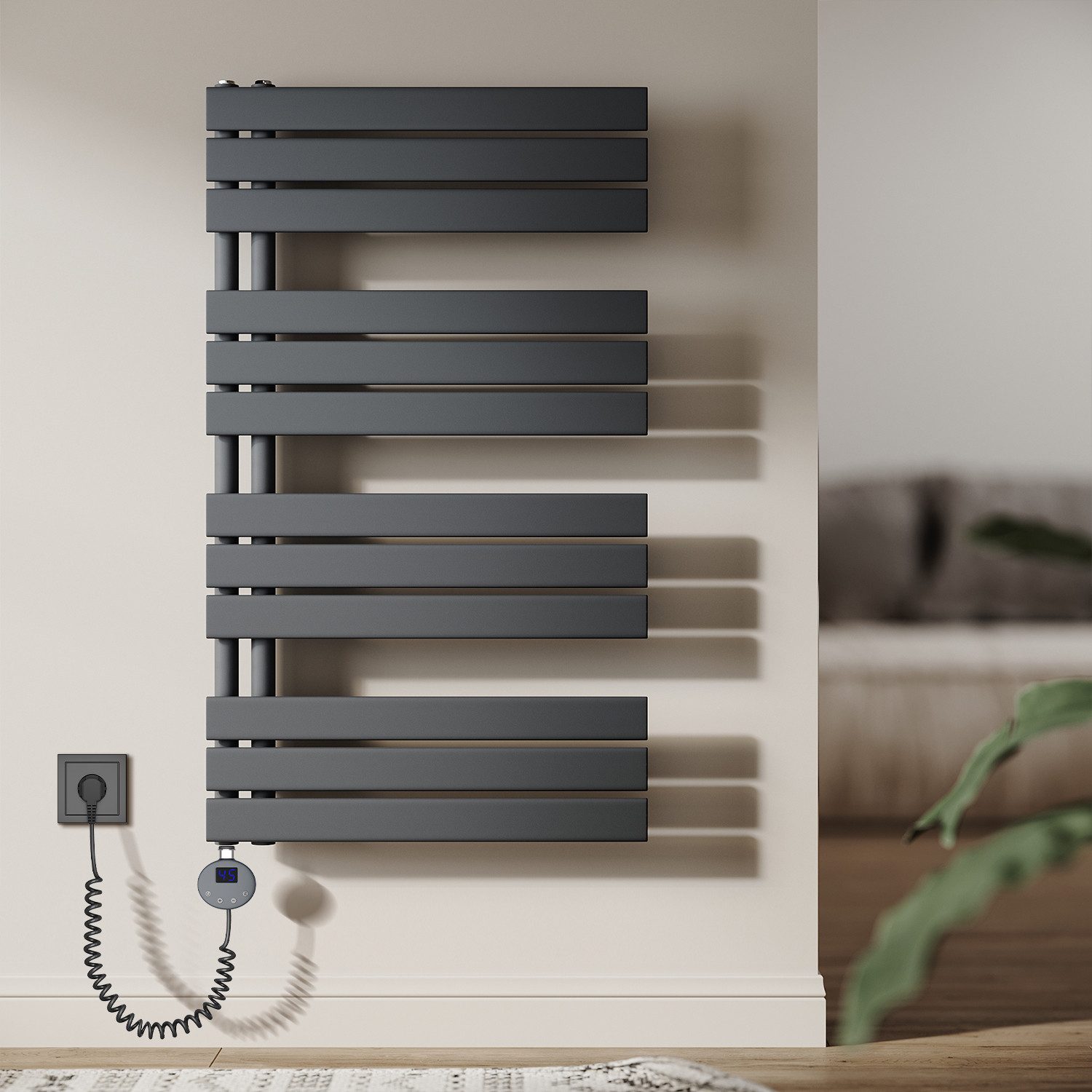 SONNI Designheizkörper Handtuchheizkörper Elektrisch, programmierbarer Zeit und Temperatur