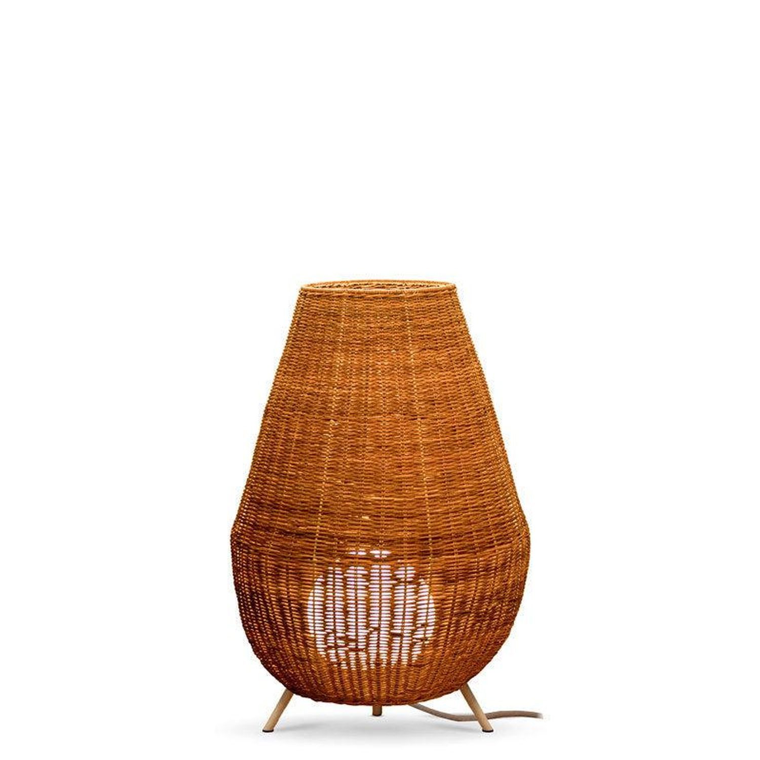 Licht-Erlebnisse Gartenleuchte FULDE, LED Akku IP54 72 cm hoch Fernbedienung Dimmer kabellos Rattan Boho