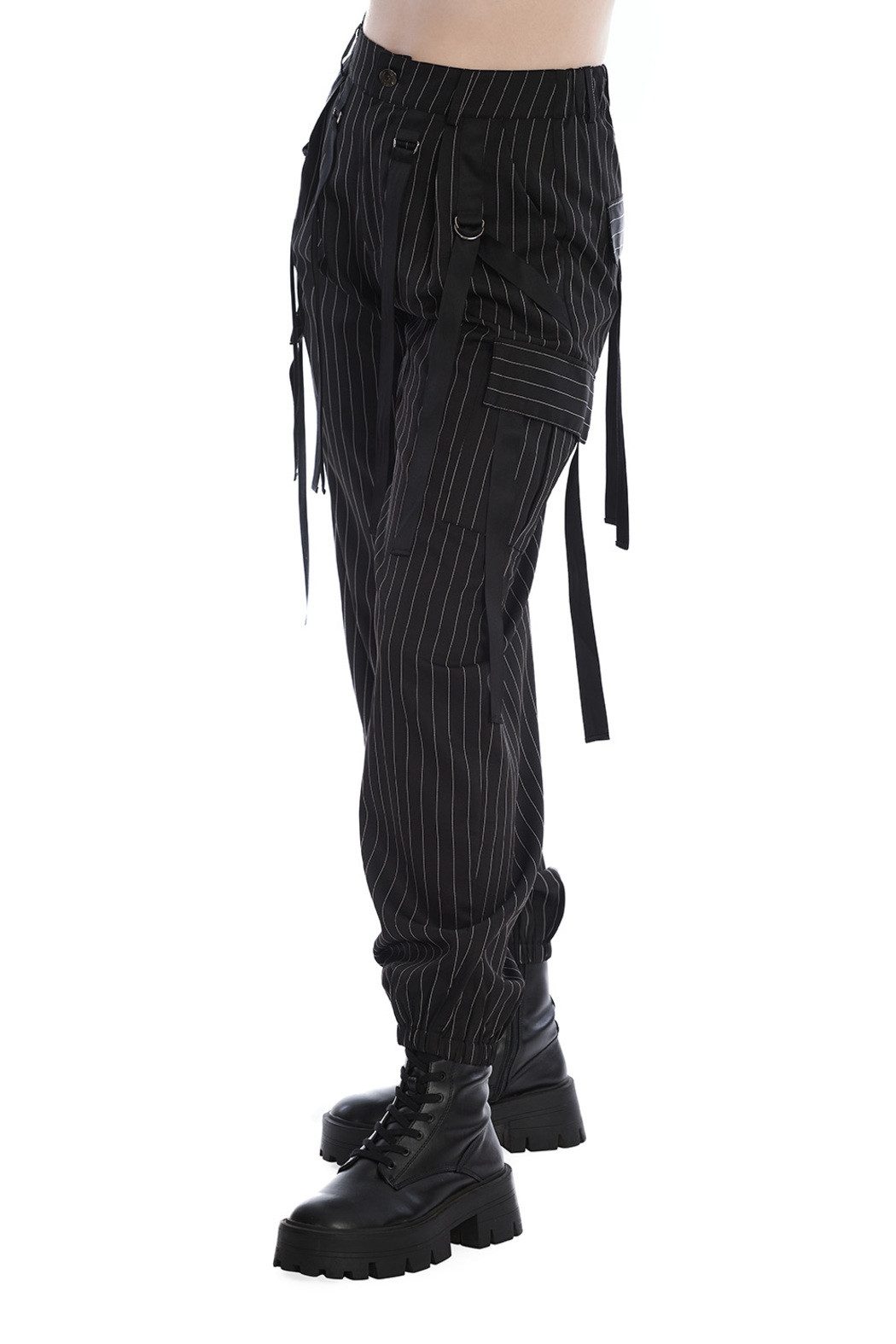Banned Stoffhose Everlee Pinstripe Punk Gothic Nadelstreifen Baggy günstig online kaufen