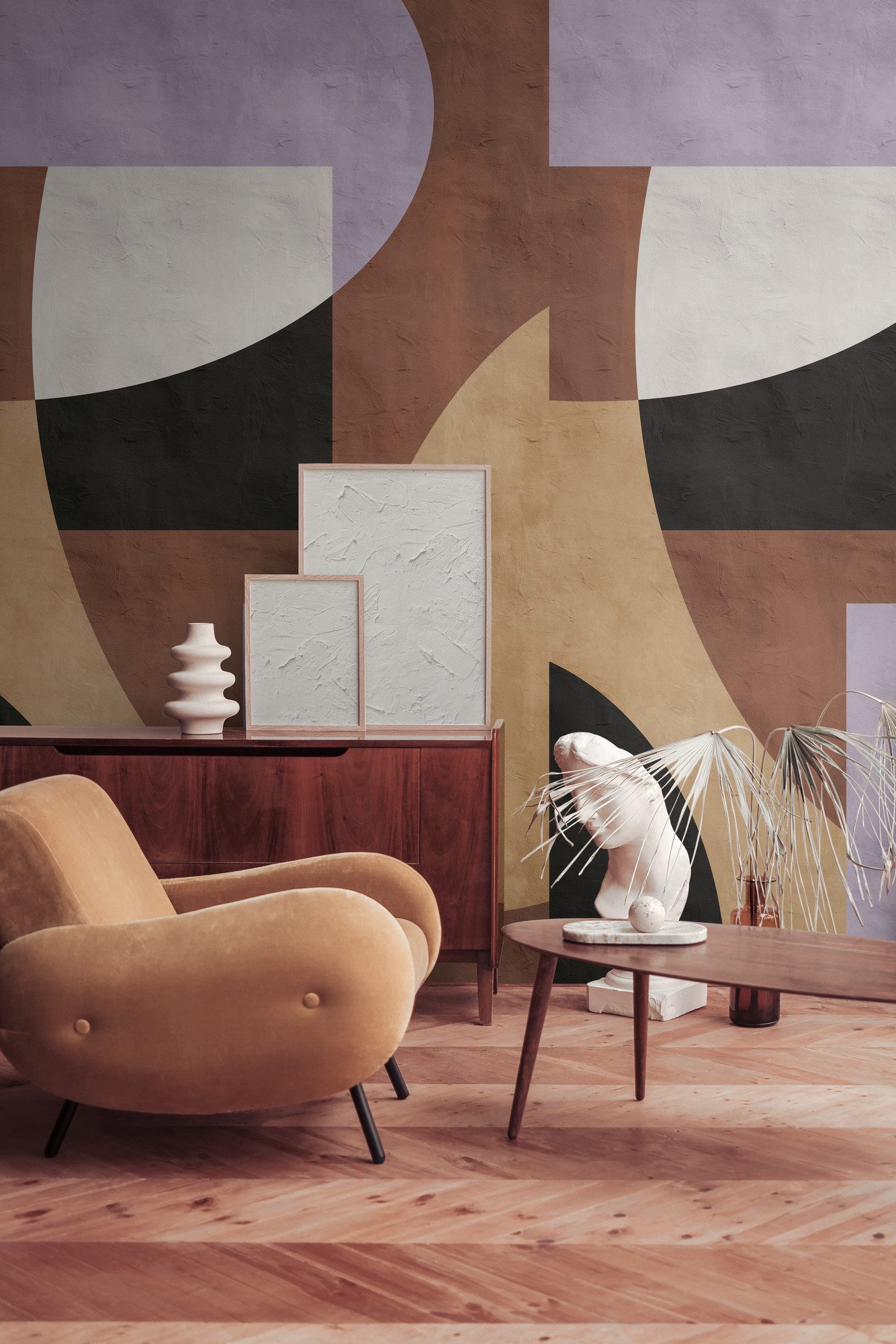 living walls Fototapete THE WALL III abstrakte Tapete Motivtapete Gemälde Kunst, glatt, matt, (1 St), Vintage Vliestapete für Schlafzimmer Küche Wohnzimmer Abstrakt Design