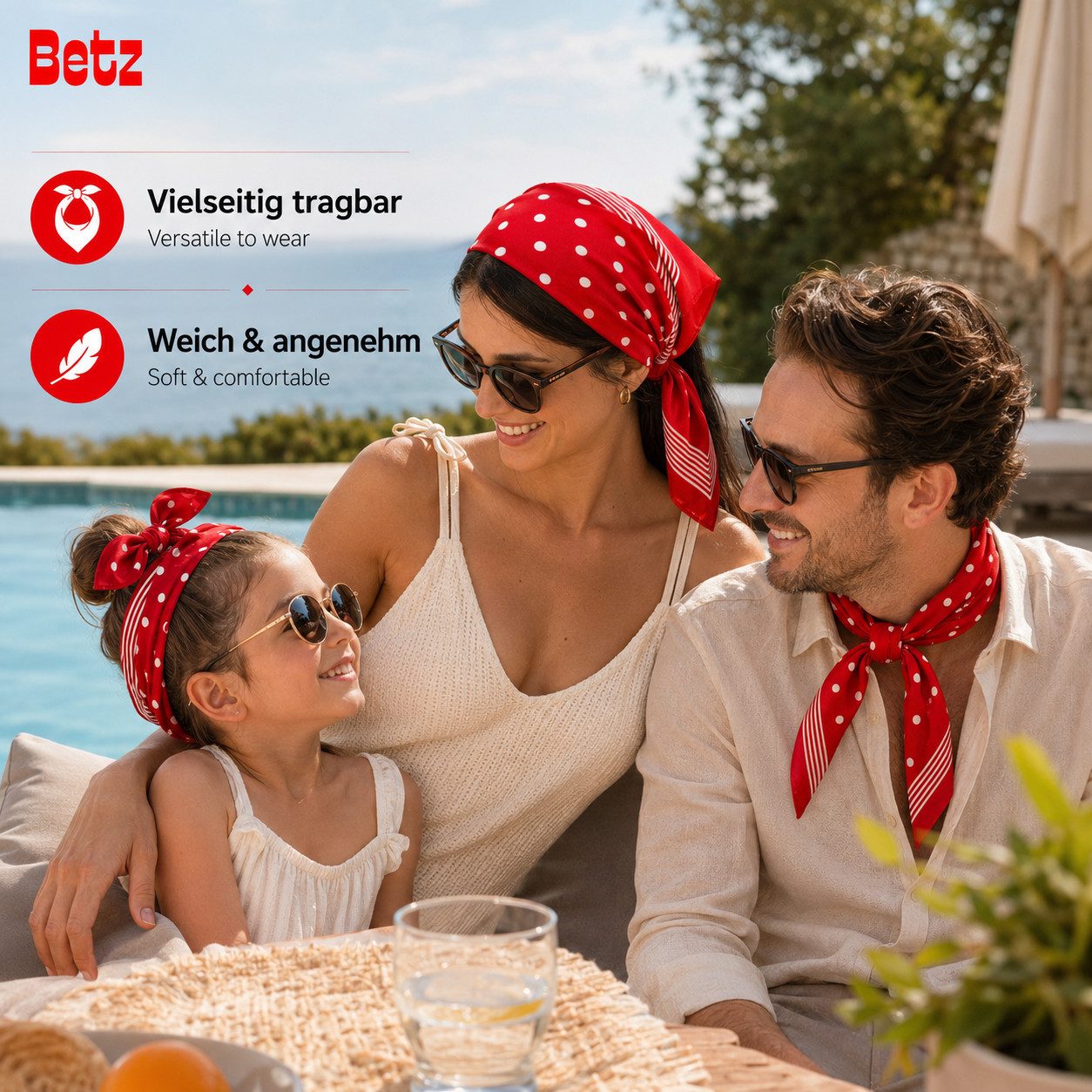 Betz Nickituch 3er Pack Bandana Kopftuch Halstuch klassischem Punktemuster 55 x 55cm, (3-St)