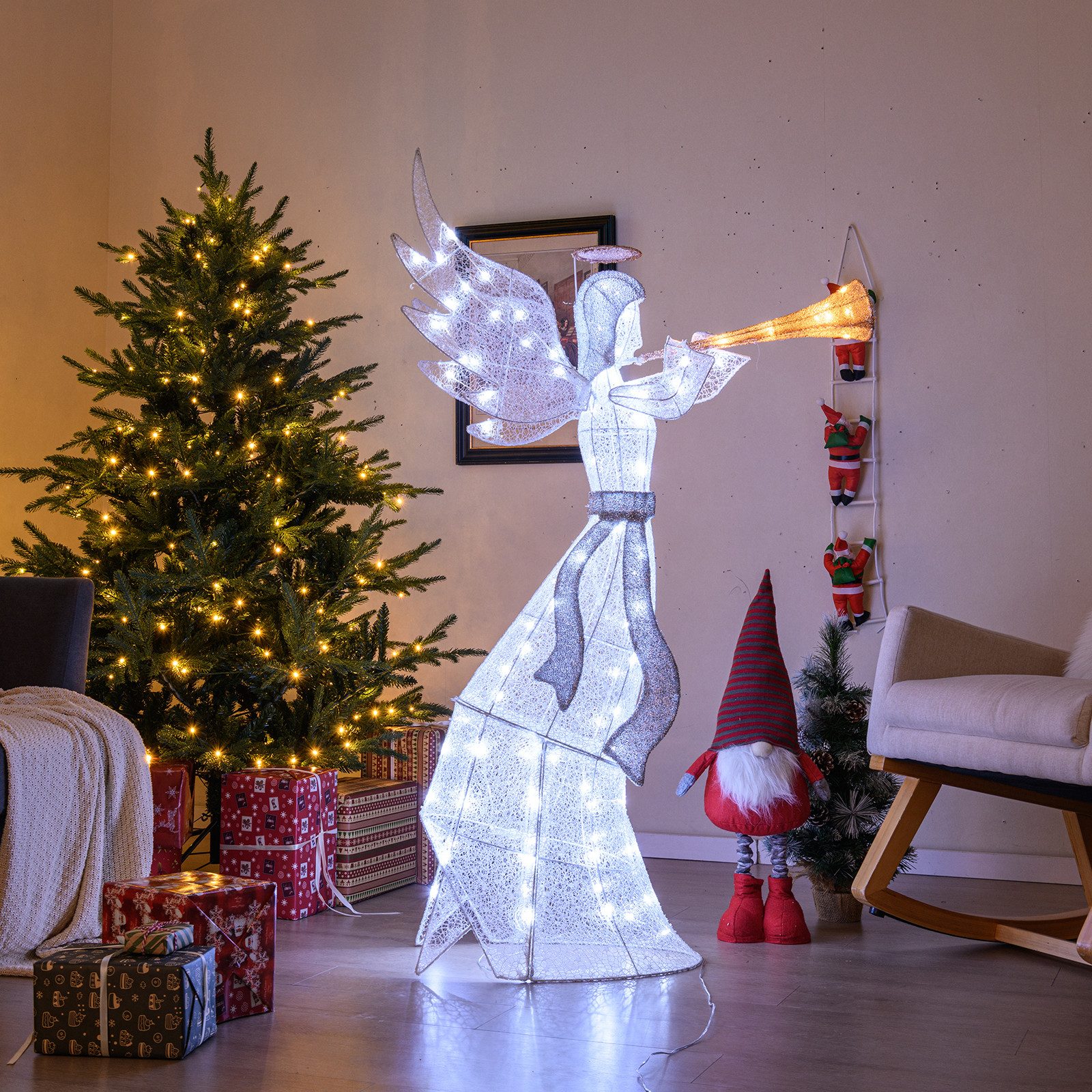 KOMFOTTEU Weihnachtsfigur, 156cm großer LED Engel günstig online kaufen