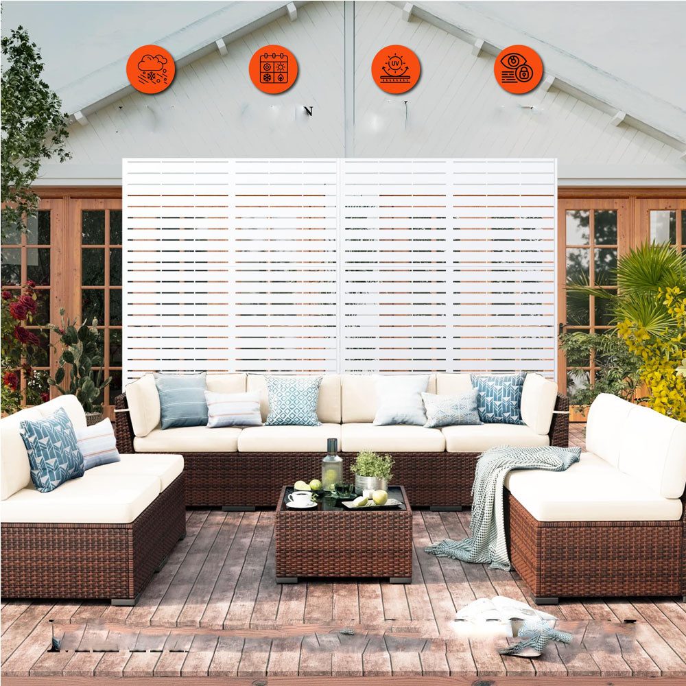 GarveeMore Paravent Metall Privatsphäre Bildschirm im Freien für Garten, Deck, Balkon