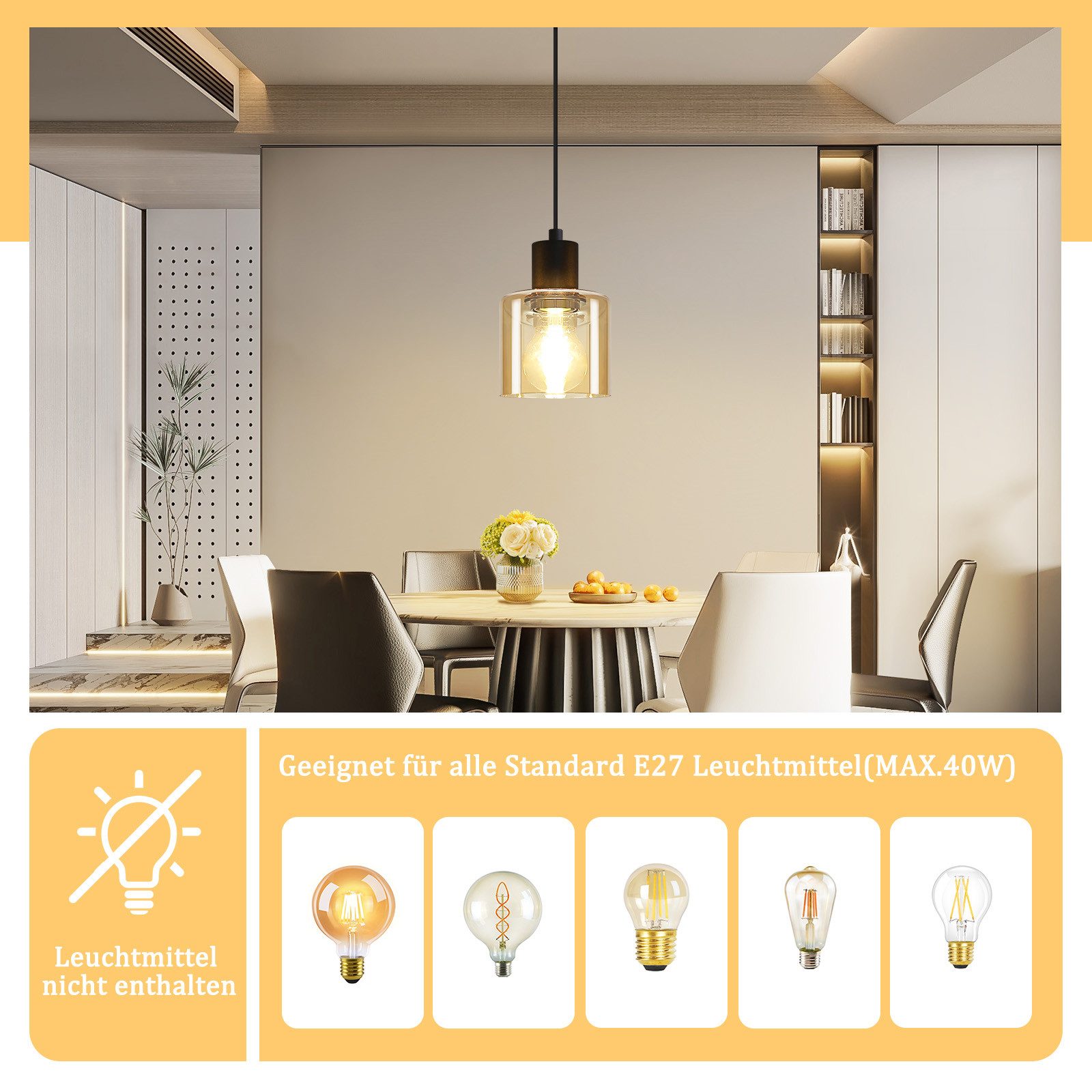Nettlife Pendelleuchte Esstisch Vintage E27 Schwarz günstig online kaufen