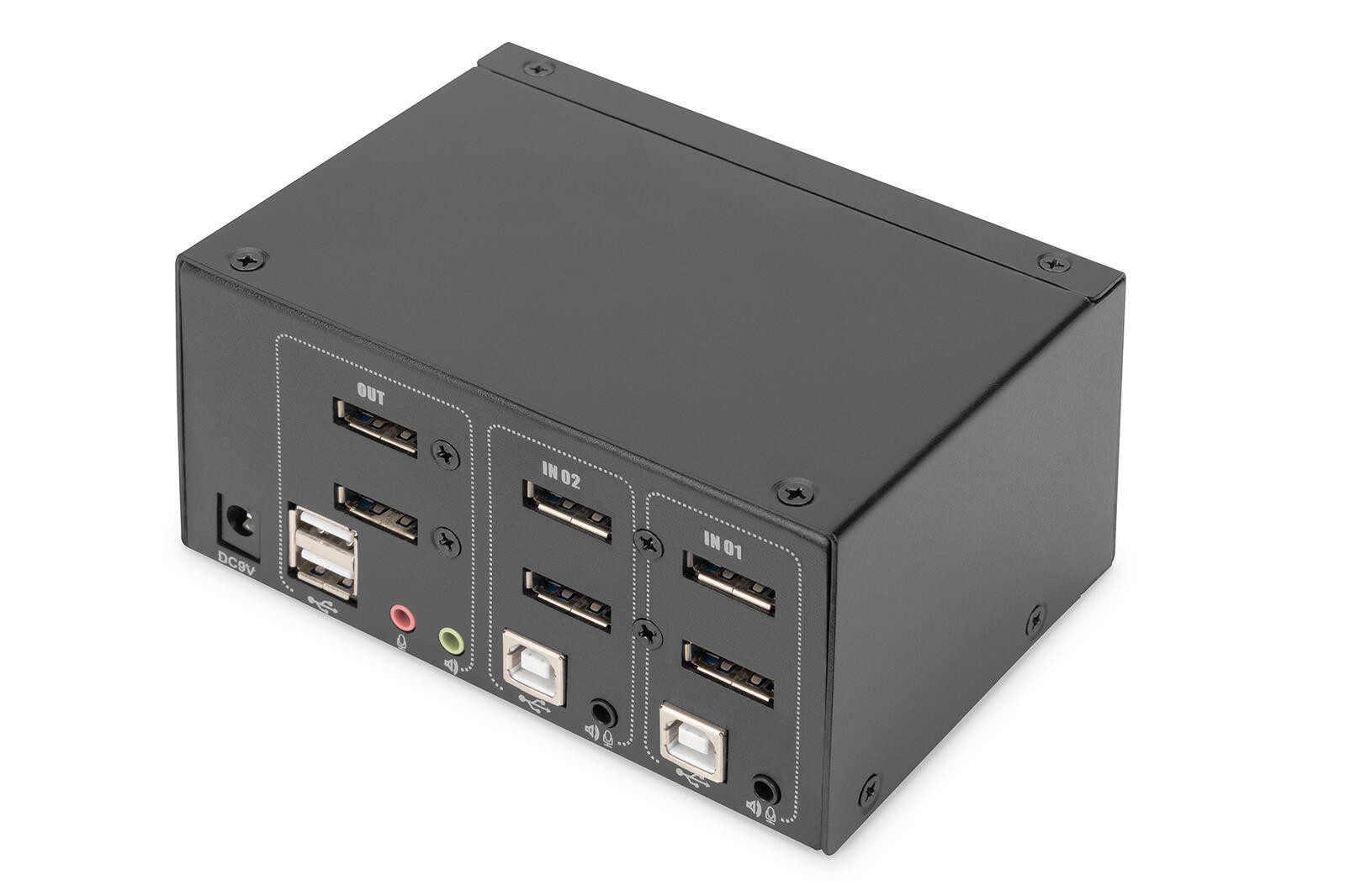 Digitus KVM-Switch, 2 Port, Dual Display, 4K, DisplayPort® Adapter