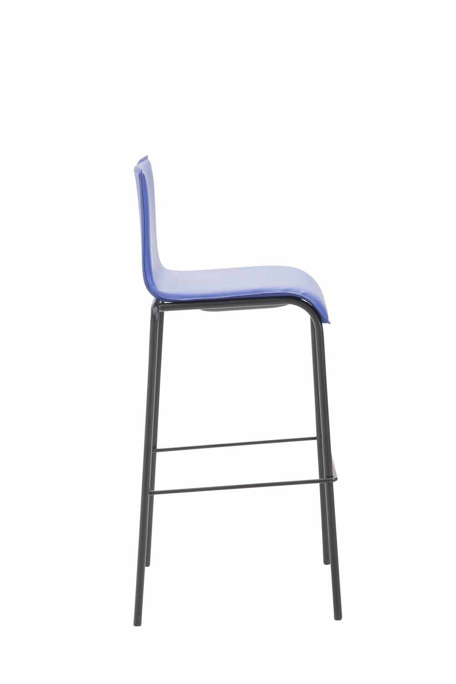 (Barstuhl Gestell Küche), & Metall mit für TPFLiving Blau Kunstleder - Theke Hocker Kano Fußstütze angenehmer Barhocker schwarz 4-Fuß Sitzfläche: