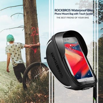 ROCKBROS Fahrradtasche Fahrrad Lenkertasche Lenker wasserdichte Handyhalterung, für Smartphone bis zu 6.5 Zoll Empfindlicher Touchscreen
