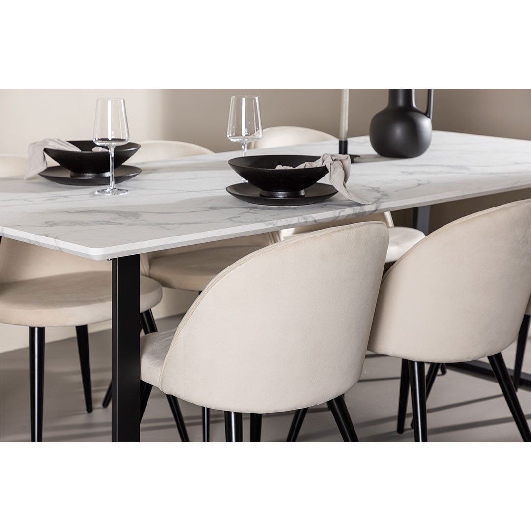 ebuy24 Essgruppe Malaga Essgruppe Esstisch 90x200cm weiß und 6 Skag, (7-tlg) – Bild 5 von 5