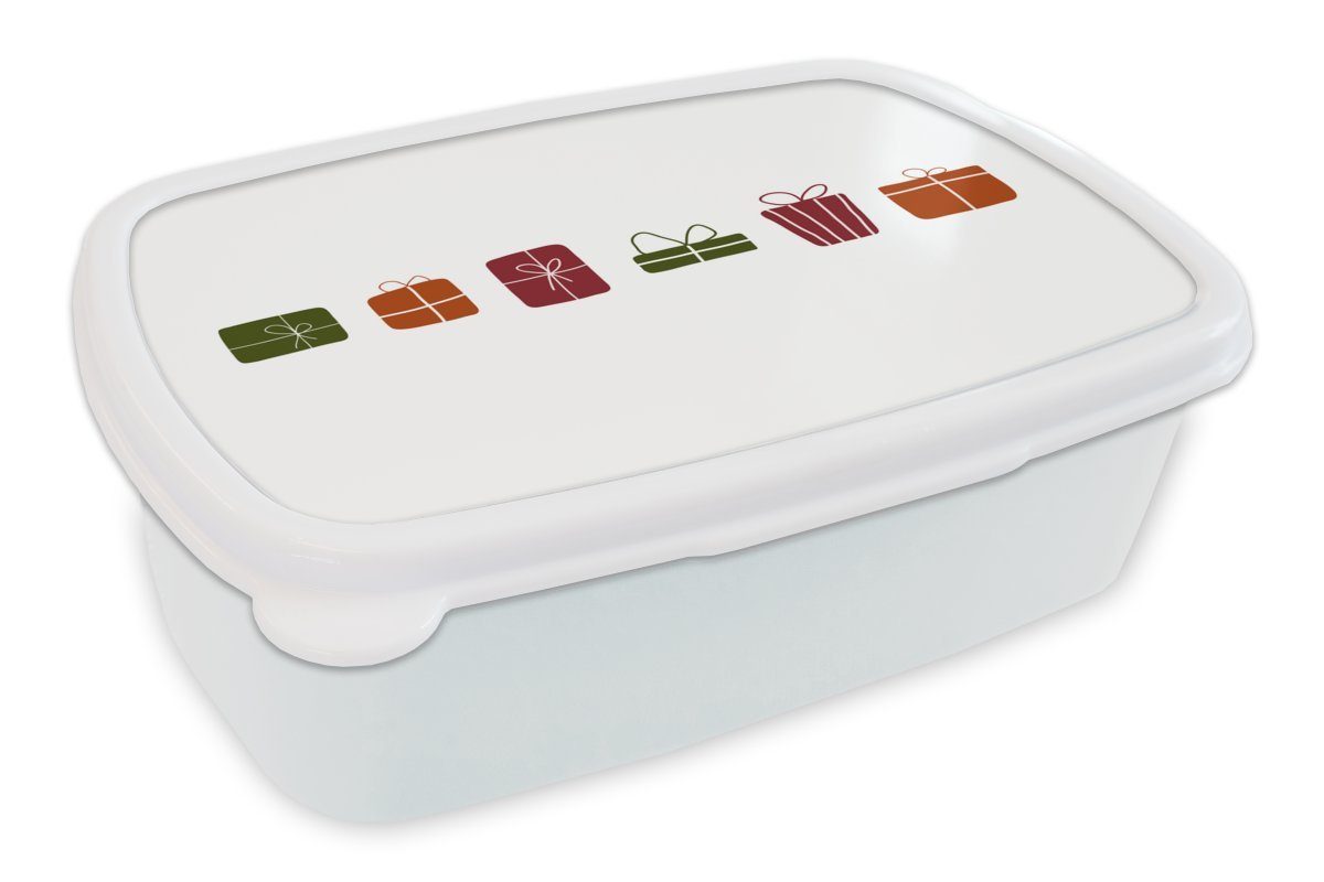 Geschenke Weiß, Brotbox Brotdose, für MuchoWow Weihnachten Jungs für und - Kinder Mädchen und - Lunchbox Erwachsene, Kunststoff, (2-tlg),