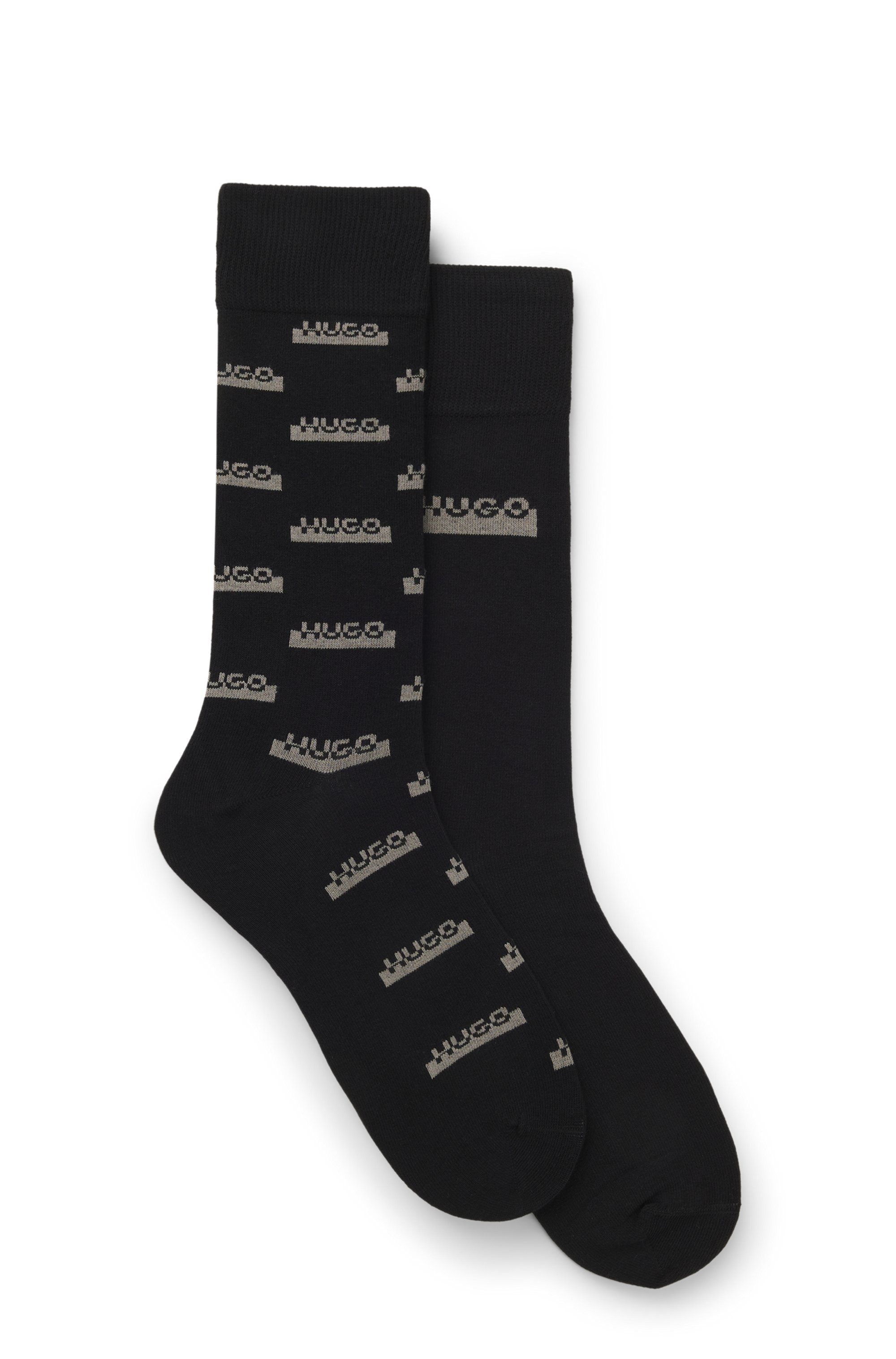 HUGO Socken (2-Paar) mit elastischem Bund, Baumwollmischung, Logo-Design