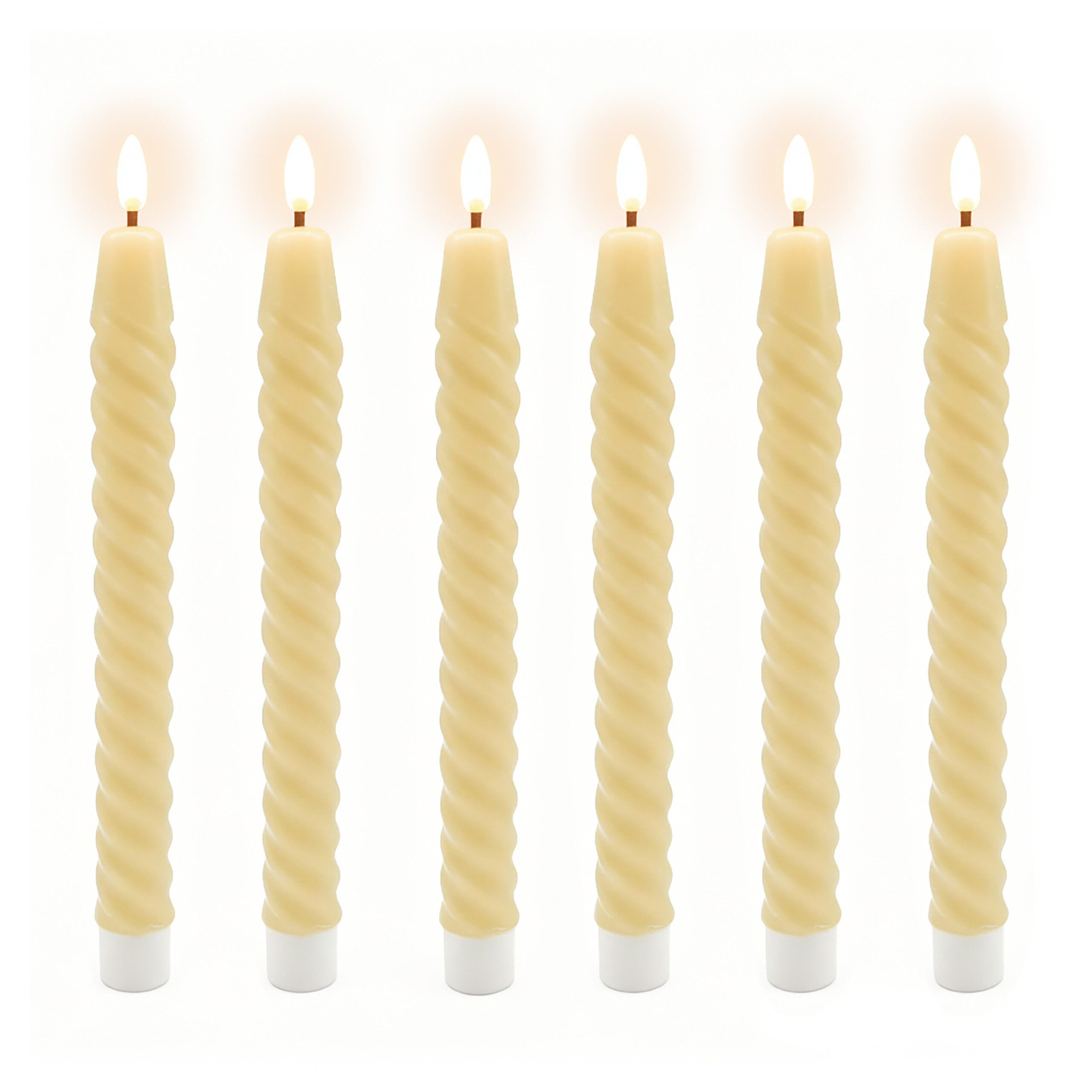 relaxdays LED-Kerze LED Stabkerzen 6er Set, Beige