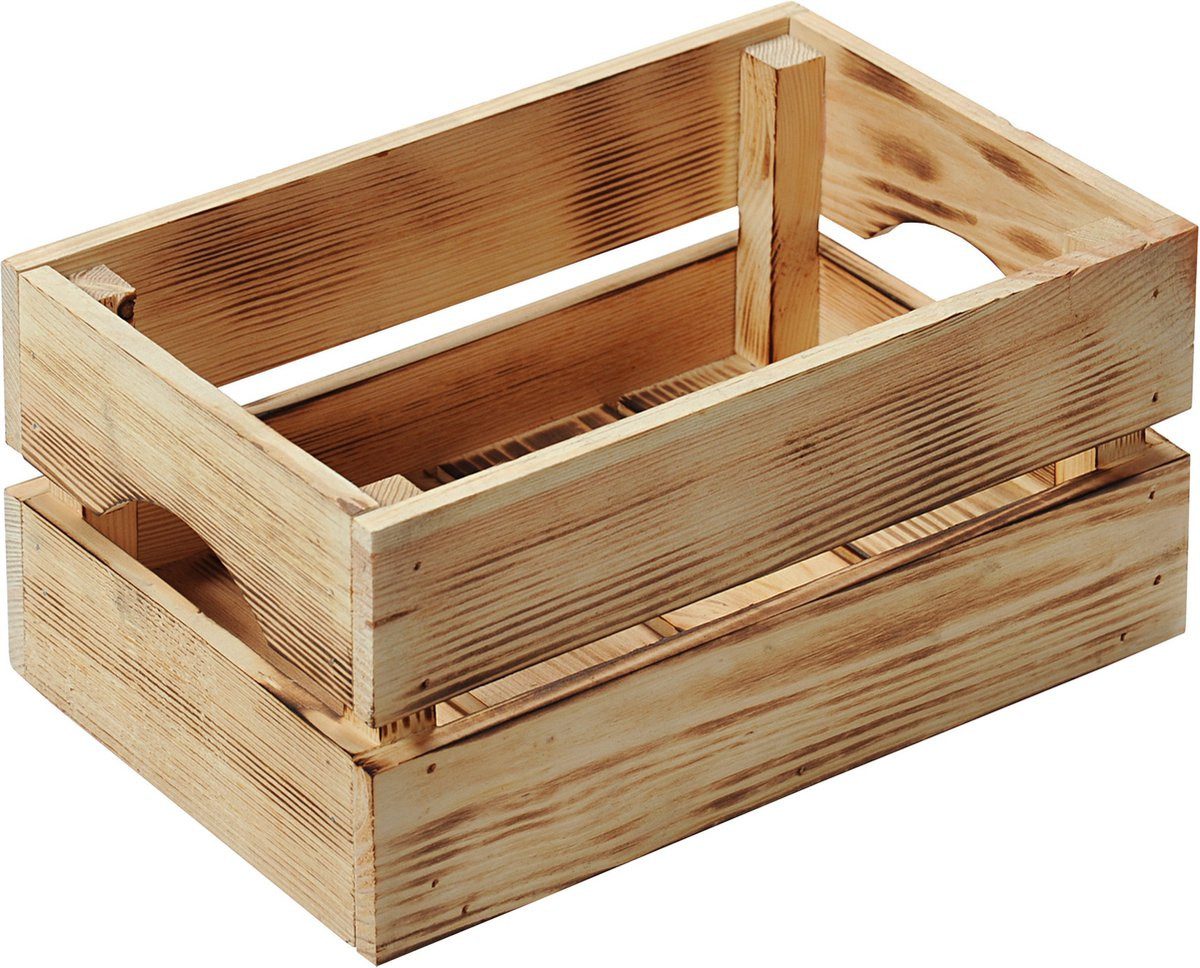 KESPER® Aufbewahrungsbox Obstkisten Aufbewahrungsbox Altlook hellbraun 40x30x15 cm (1 St), Lichtbraune Holzbox, rechteckig, 1 Fach, Handgriff aus Holz