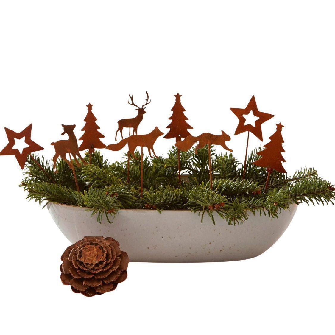 Home-trends24.de Gartenstecker Rost Stecker Weihnachten 9er Deko Winter Figur Metall Set (9-St)