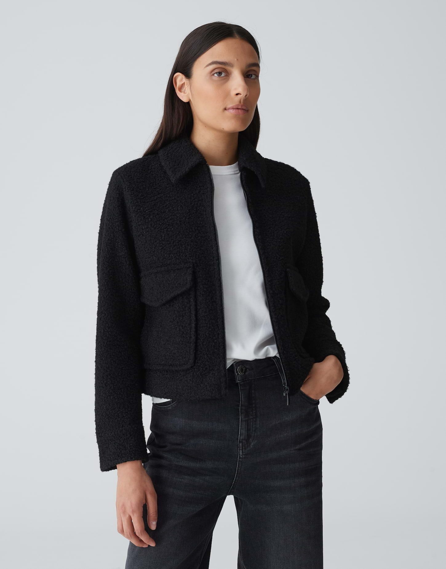 OPUS Kurzjacke Teddyjacke HOLMA Boxy Fit günstig online kaufen