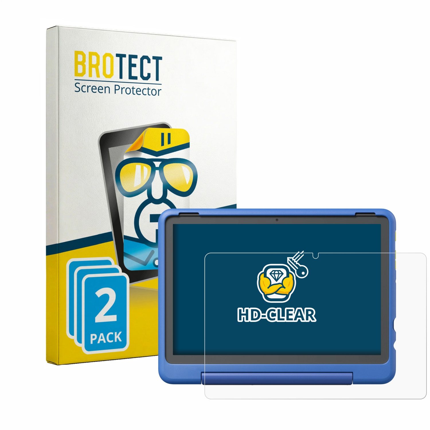 BROTECT Displayschutzfolie Schutzfolie für Amazon Fire HD 10 Kids Pro 2023, 2 Stück, Displayschutz Schutz Folie Klar Transparent