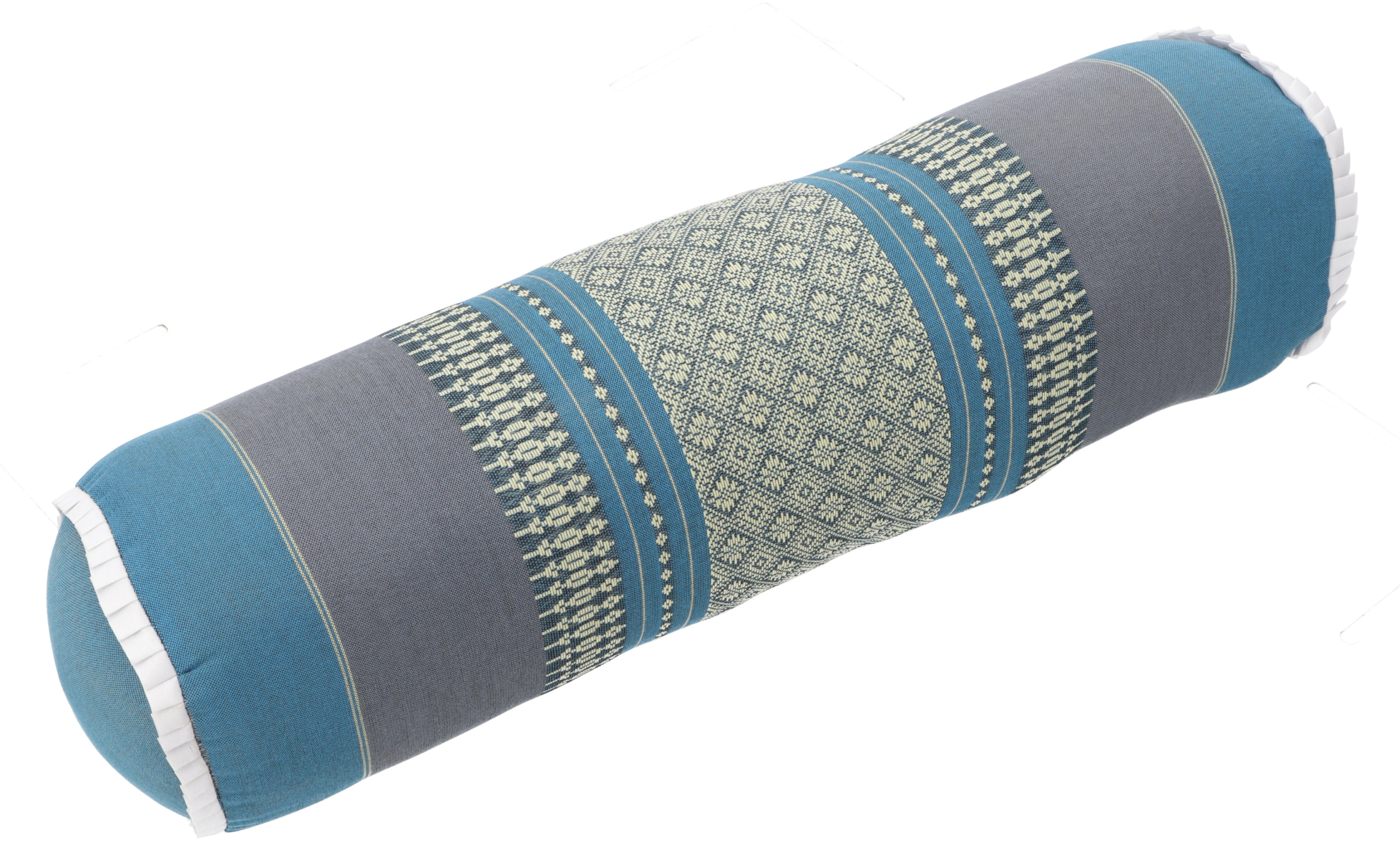 Guru-Shop Nackenrolle Nackenrolle mit Füllung aus Kapok,.. blau/grau