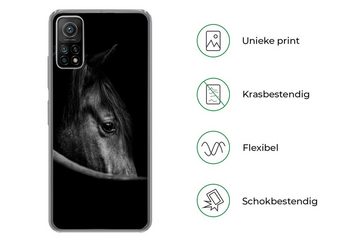 MuchoWow Handyhülle Pferde - Porträt - Schwarz - Tiere, Phone Case, Handyhülle Xiaomi Mi 10T, Silikon, Schutzhülle