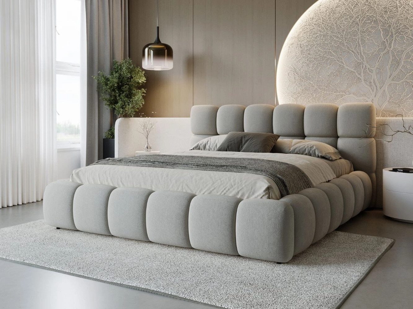 GrainGold Polsterbett mit Bettkästen MODO, Modern Bett mit Kopfteil - 200x2 günstig online kaufen
