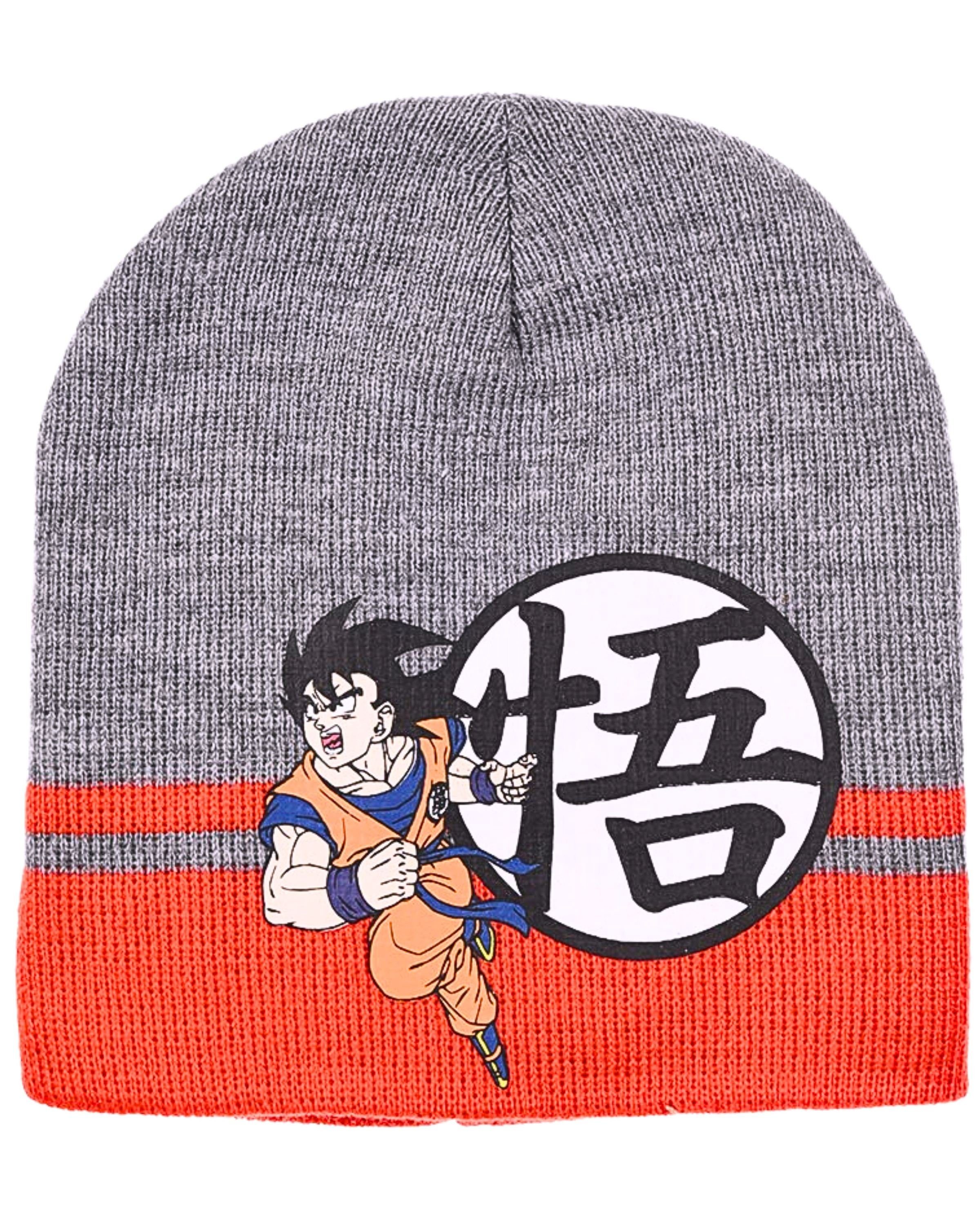 Dragon (2-St) Goku Ball Grau Gr. 52, 54 Jungen Strickmütze Son Schlauchschal & cm Mütze Winter-Set