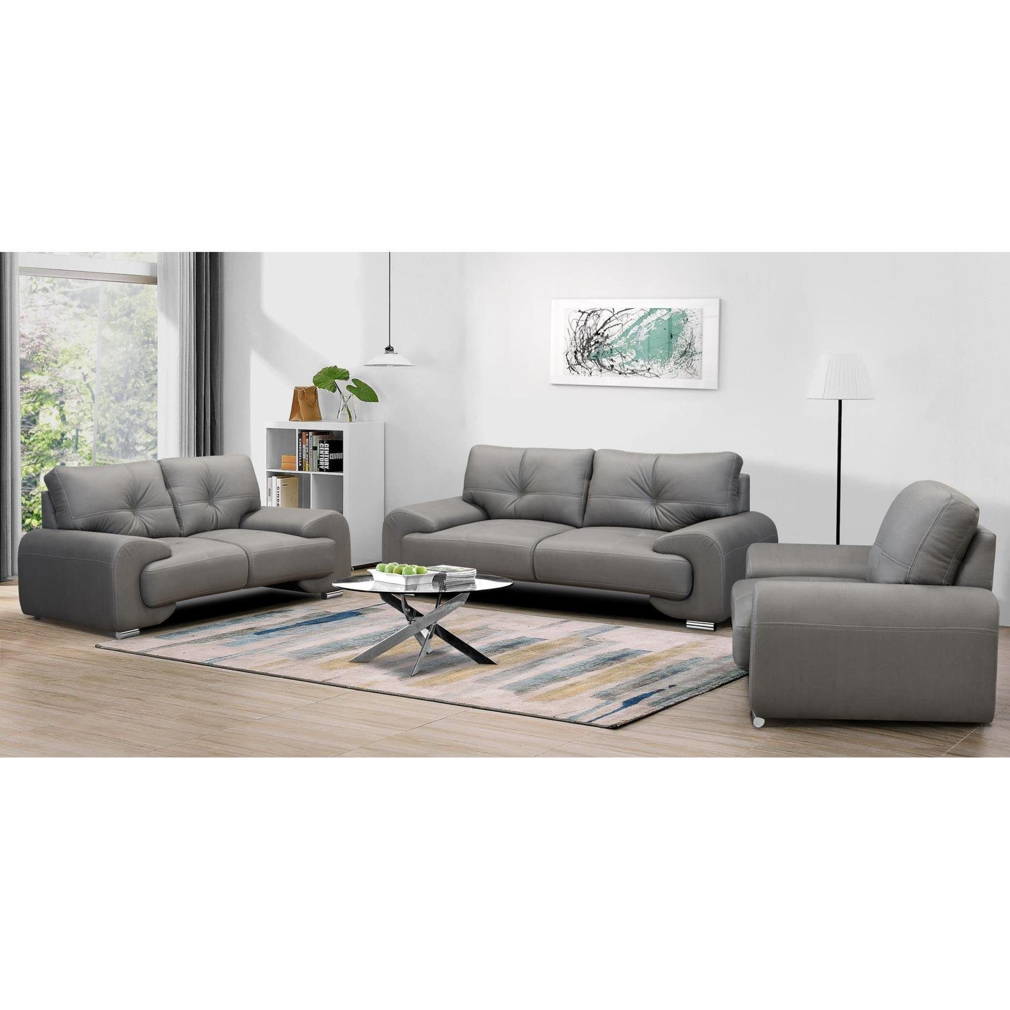 Beautysofa lux modernes Kunstleder mit dekorativen Design), Maxime mit Grau (vega im (Relaxsessel Wellenunterfederung, Nähten, Sessel 88)