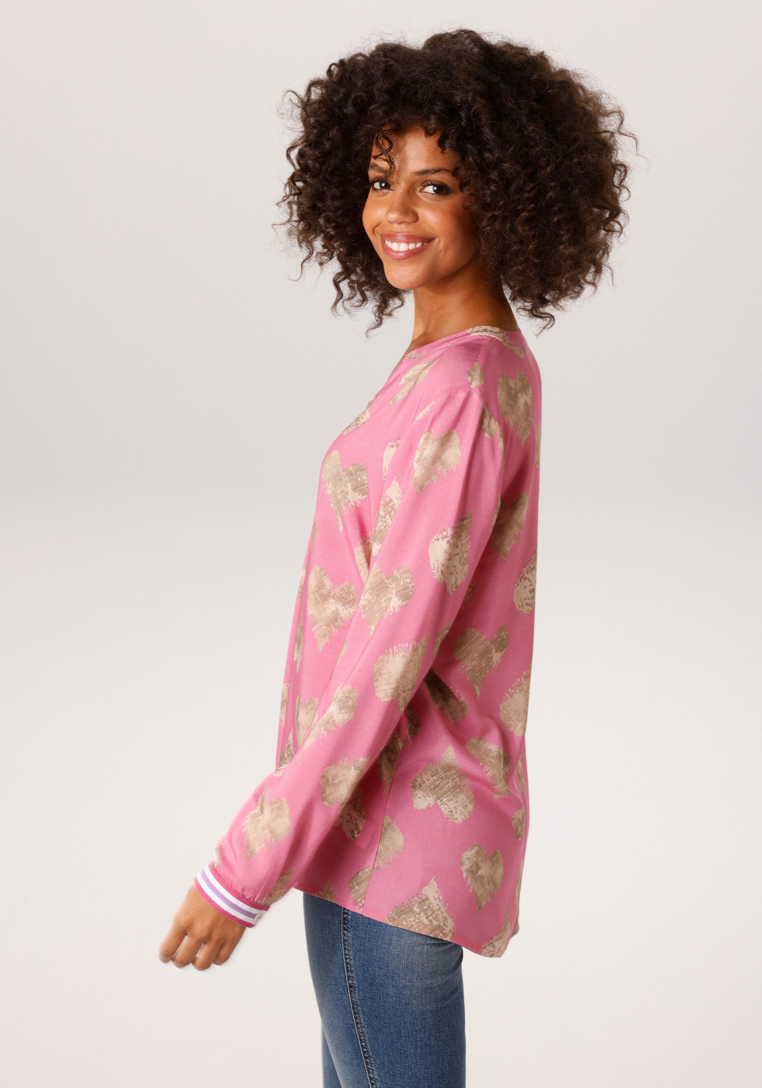 Aniston CASUAL Schlupfbluse mit kunstvollen Herzen bedruckt - NEUE KOLLEKTION