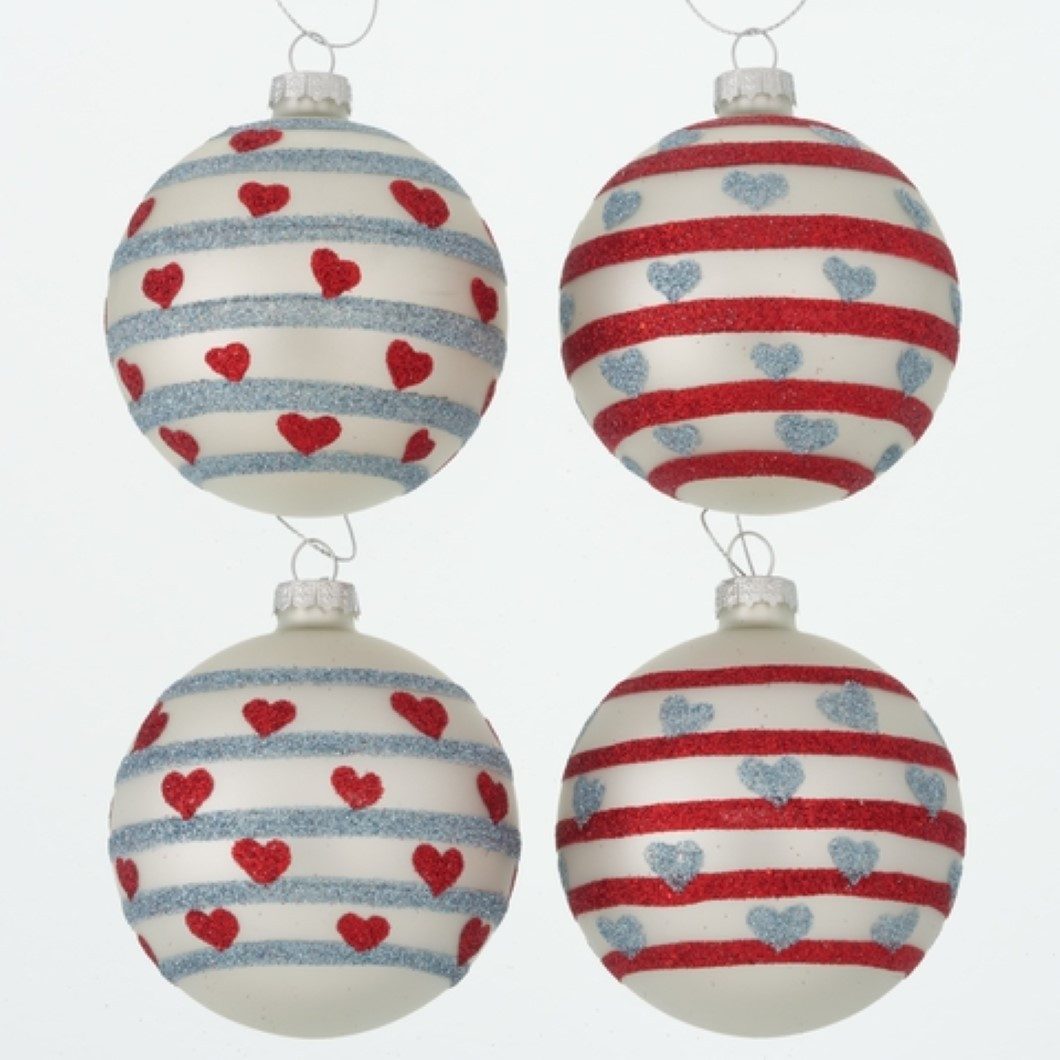 BOLTZE GRUPPE Weihnachtsbaumkugel Weihnachtskugel Ilva Glas lackiert rot silber Ø 8 cm 4er Set