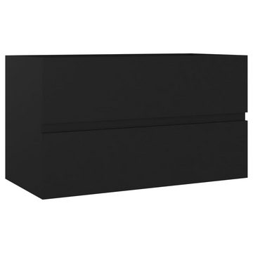 vidaXL Waschtisch Waschbeckenunterschrank mit Einbaubecken Schwarz Spanplatte 80 cm