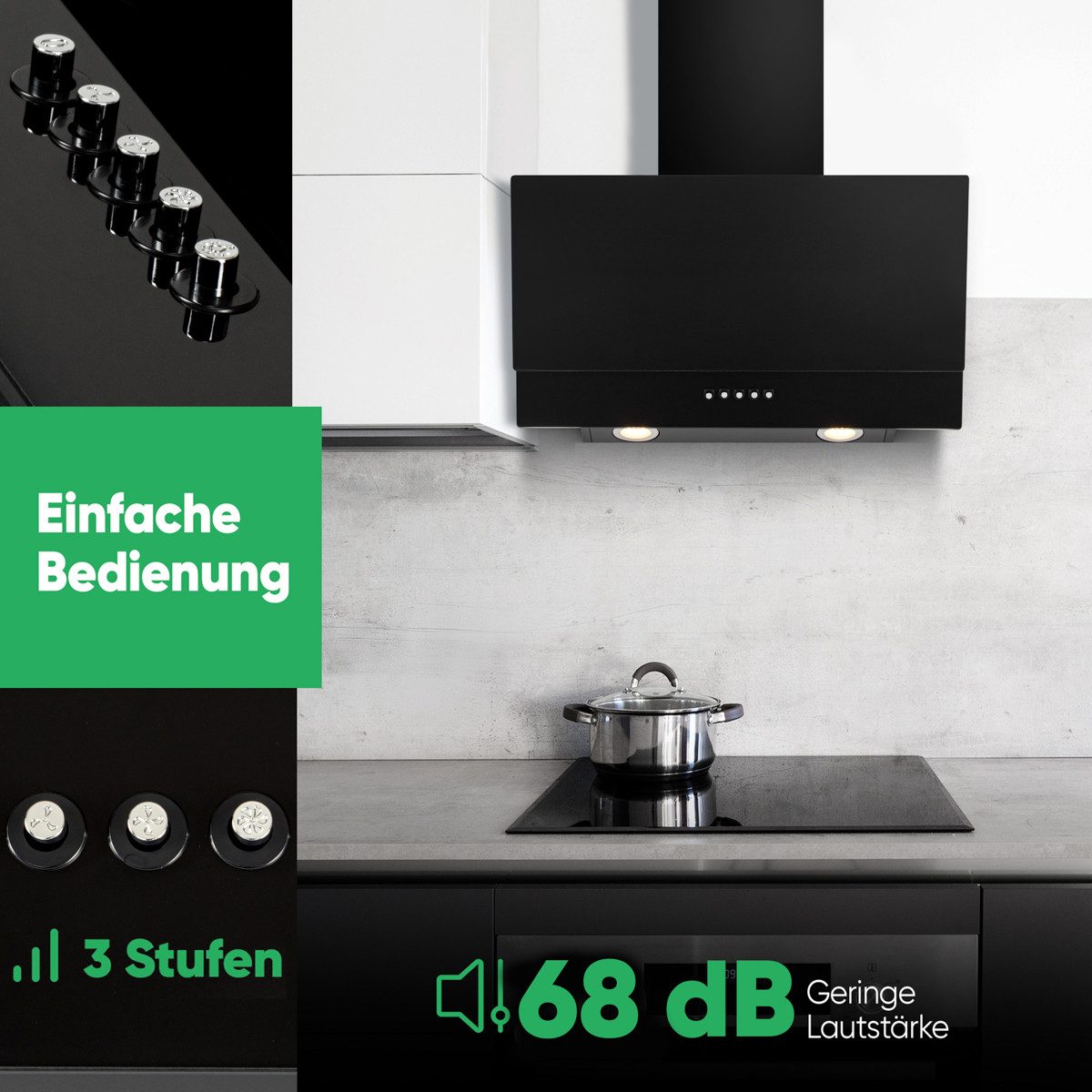 BOMANN Kopffreihaube DU 7607 G Dunstabzugshaube 60cm, Abzugshaube Umluft Abluft – Bild 5 von 5