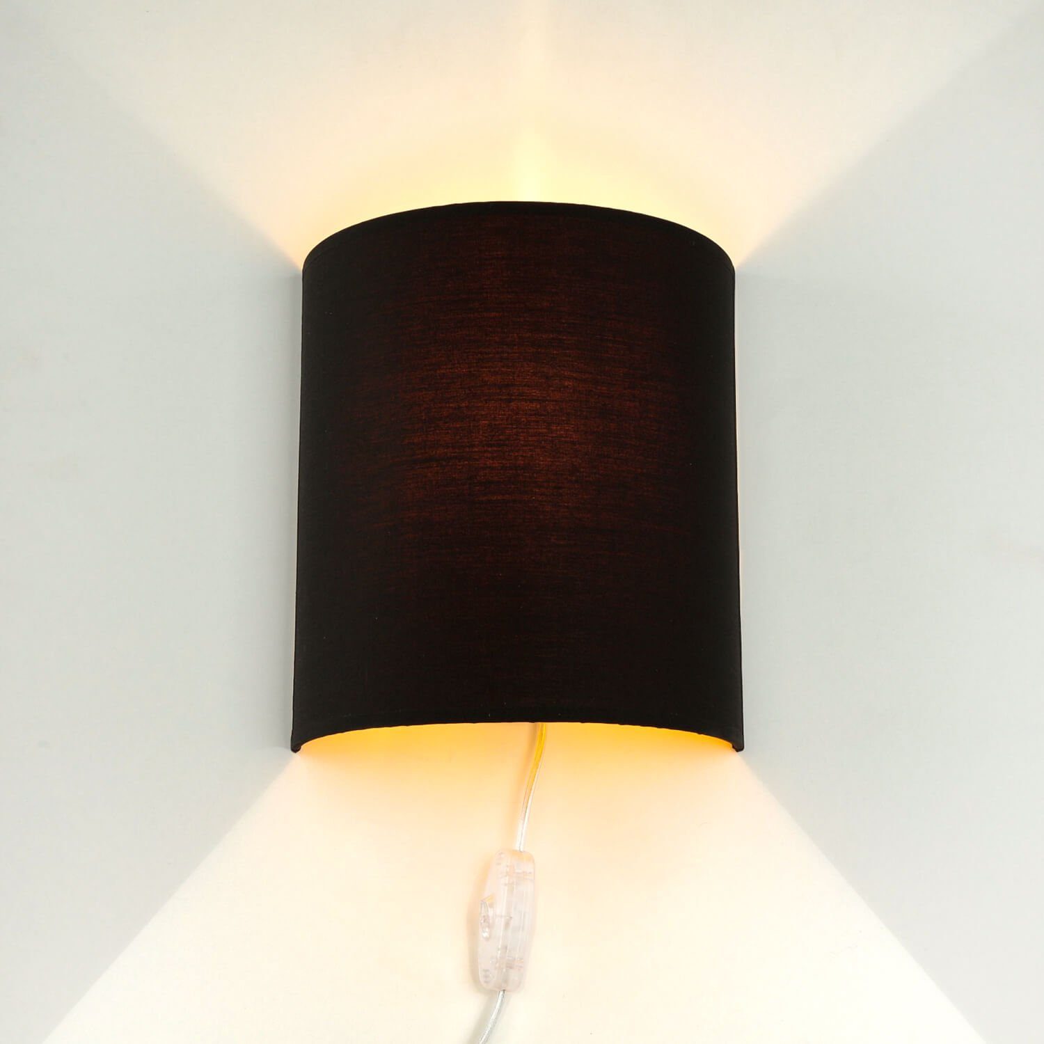 Stoff Wohnzimmer Wandlampe Licht-Erlebnisse Leuchtmittel, E27 Loft ALICE, Design Schwarz Wandleuchte blendarm ohne
