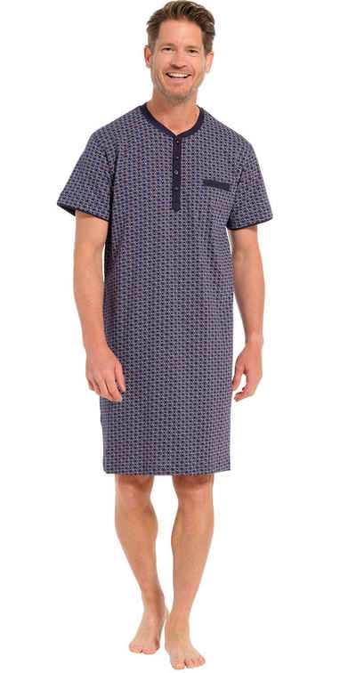 Pastunette Nachthemd Herren Schlafshirt mit kurzem Arm (1-tlg) Baumwolle