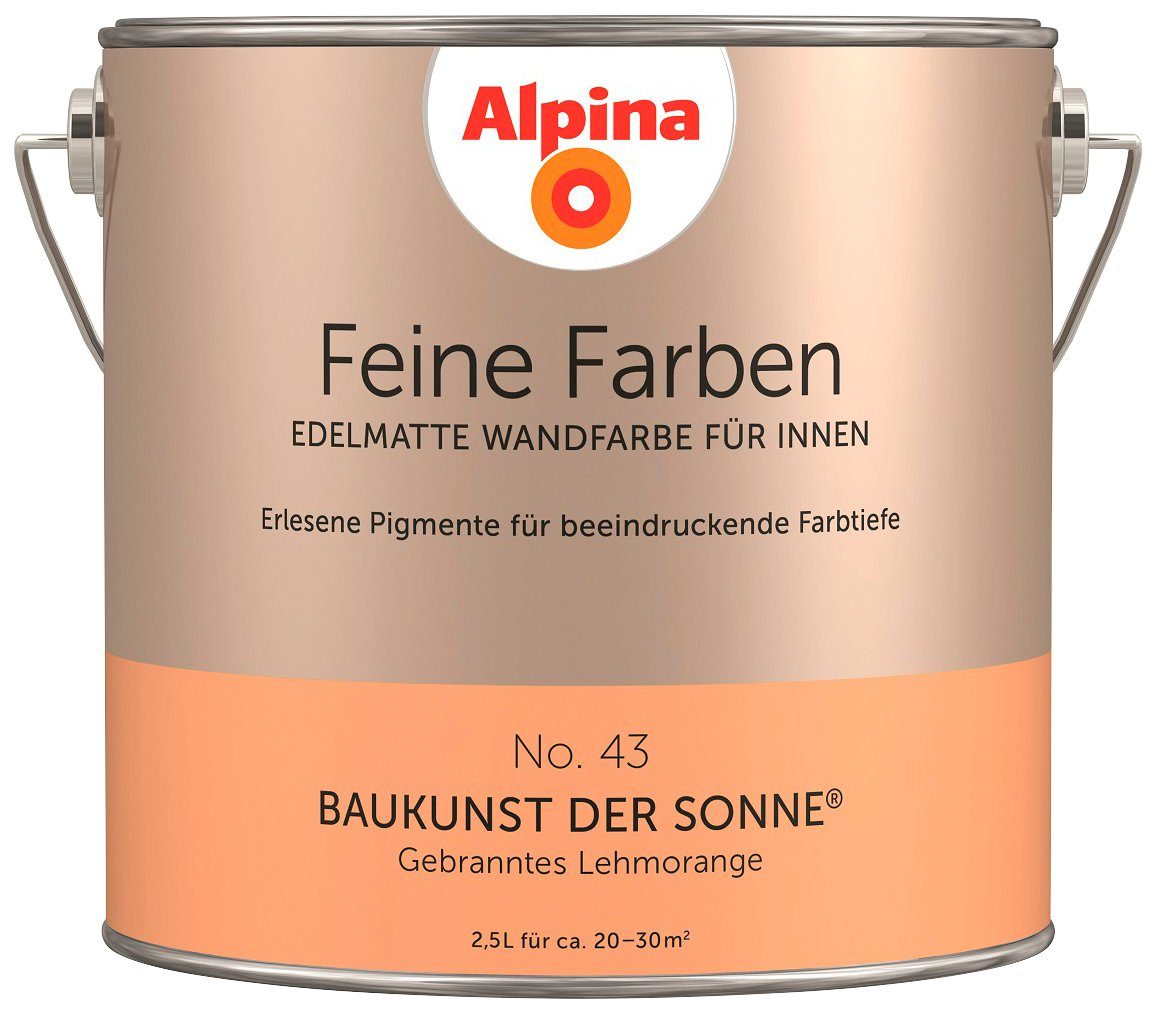 Alpina Wand- und Deckenfarbe Feine Farben No. 43 Baukunst der Sonne, Gebranntes Lehmorange, edelmatt, 2,5 Liter Baukunst der Sonne No. 43
