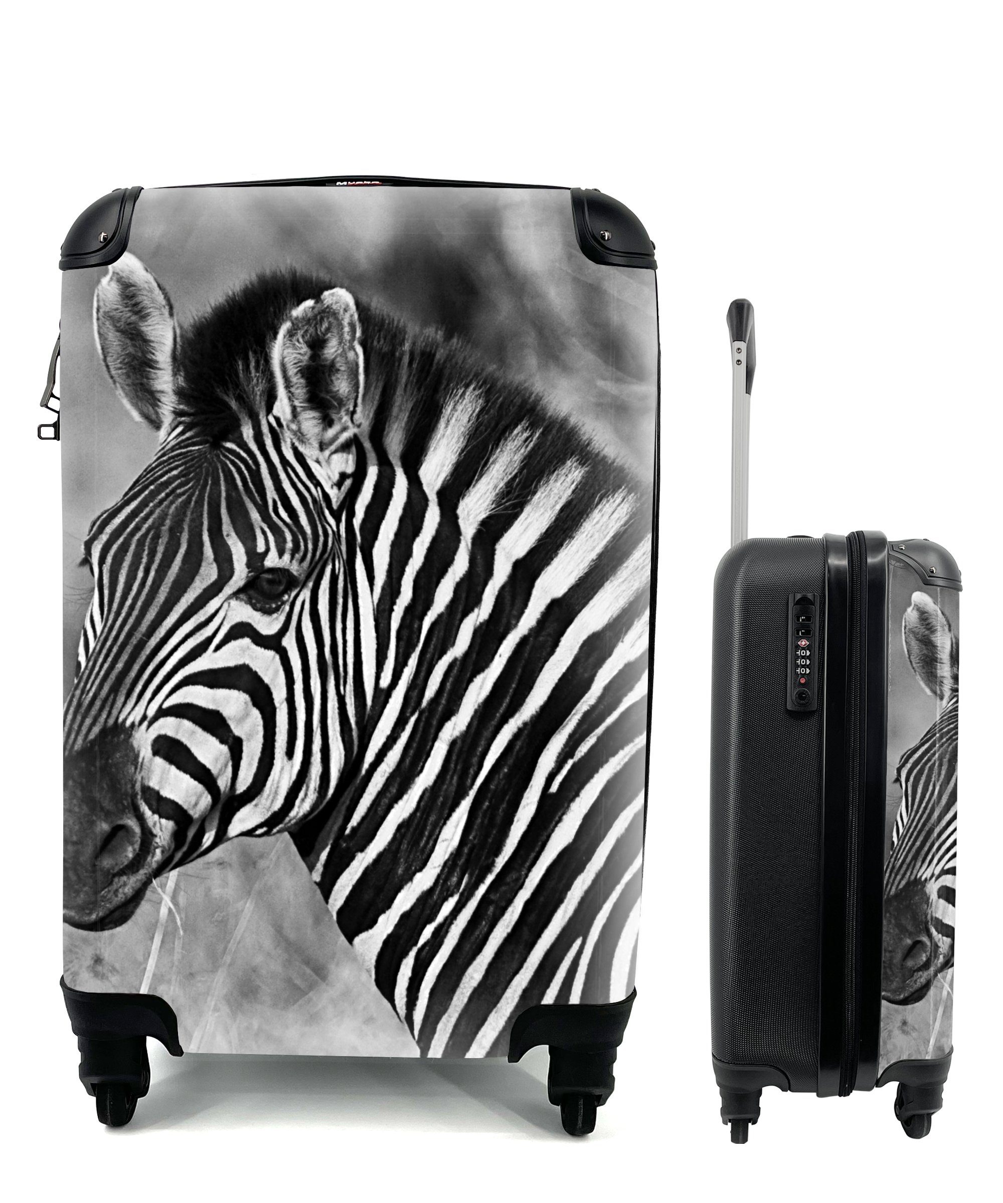 MuchoWow Handgepäckkoffer Zebra-Porträt, 4 Rollen, Reisetasche mit rollen, Handgepäck für Ferien, Trolley, Reisekoffer