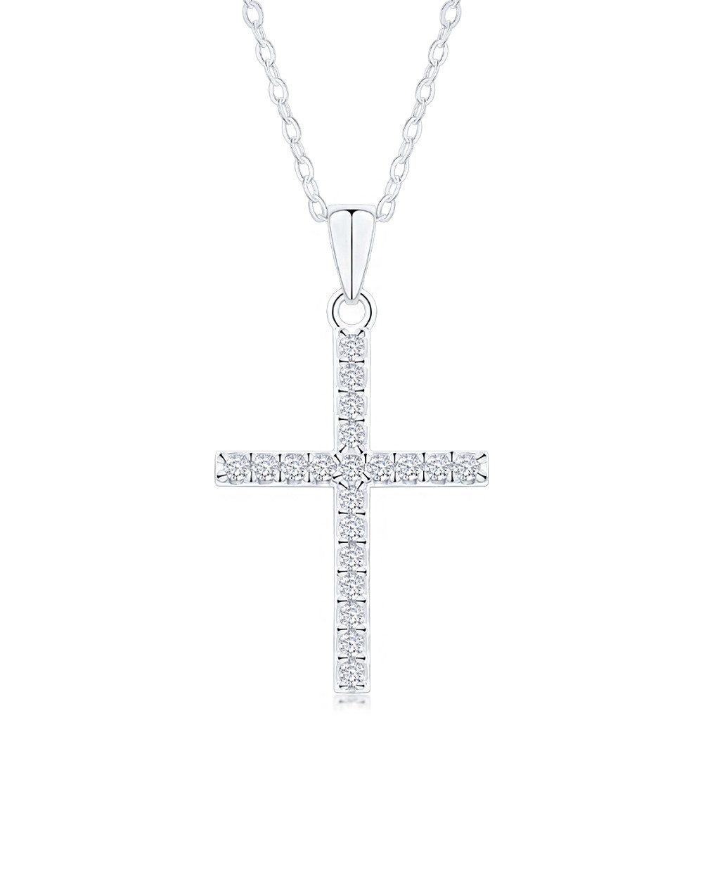 DANIEL CLIFFORD Kreuzkette 'Christabel' Damen Halskette Silber 925 Kreuz-Anhänger Kristalle (inkl. Verpackung), Silberkette mit Kreuzanhänger mit Kristallen besetzt