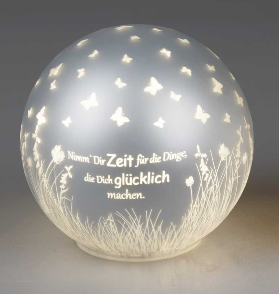 LED Dekolicht Kugel weiß Nimm dir Zeit 10cm 12cm 15cm