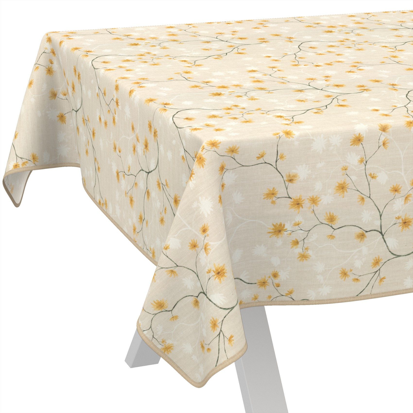 ANRO Tischdecke abwaschbar LANA Magnolie-Chloe Wachstuch 2.0 (Einzelstück 1-tlg), wasserabweisend Magnolie-Chloe Beige 90x130cm