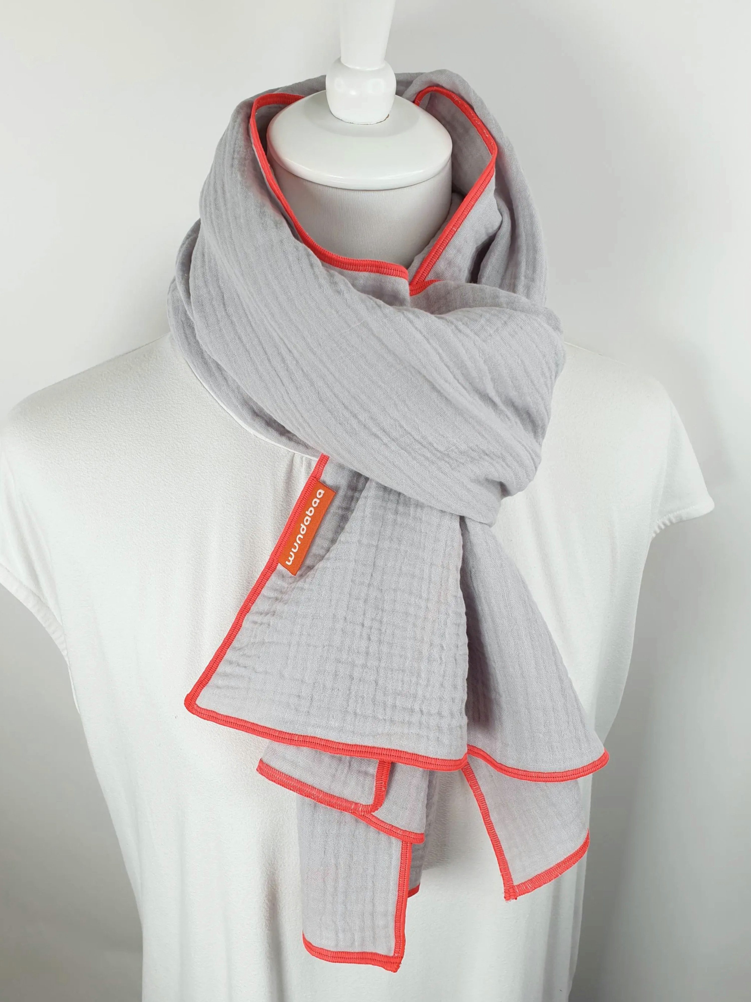 wundabaa Modeschal Leichter Musselinschal 170 x 44 mit Rand in Neonfarben