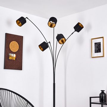 hofstein Stehlampe »Costa« moderne Stehleuchte aus Metall/Stoff in Schwarz/Gold, ohne Leuchtmittel, 3000 Kelvin, E14, Höhe 204cm, mit verstellbaren Textil-Schirmen und Fußschalter