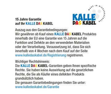 KALLE DAS KABEL Verlängerungskabel KALLE Classic 2,5 mm² 5 m Verlängerungskabel, Schuko 230V (500 cm)