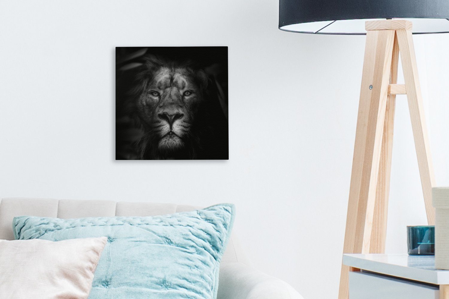 OneMillionCanvasses® Leinwandbild - Löwe Wohnzimmer Schlafzimmer - - Tiere für Wilde Leinwand Bilder Schwarz Weiß, St), - Tiere (1