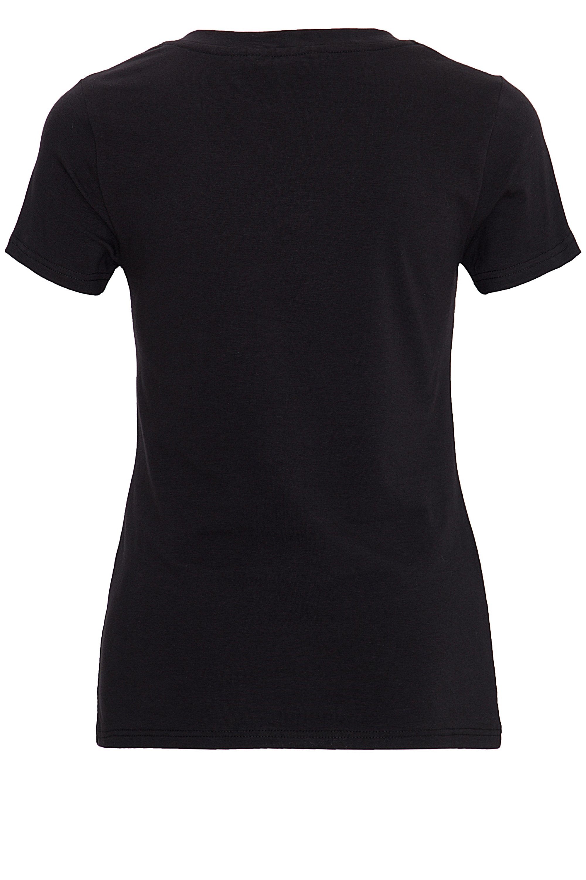 T-Shirt Oowwwoooo schwarz V-Ausschnitt Frontprint und QueenKerosin mit
