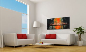 WandbilderXXL Gemälde Orange Sky 150 x 70 cm, Abstraktes Gemälde, handgemaltes Unikat