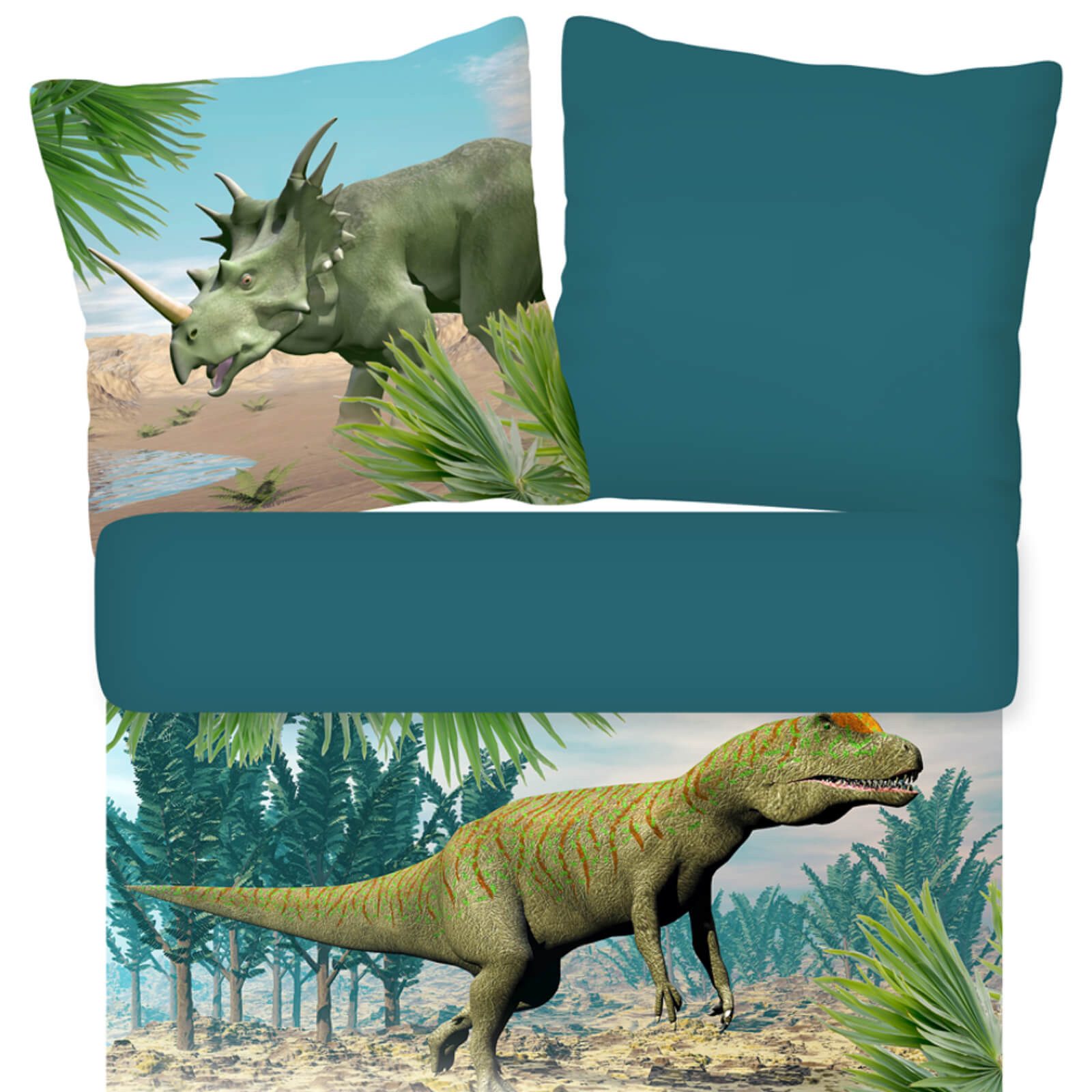 ESPiCO Kinderbettwäsche Dino Multi Trendy Bedding, Renforcé, 2 teilig, Urzeit, T-Rex, Dinos