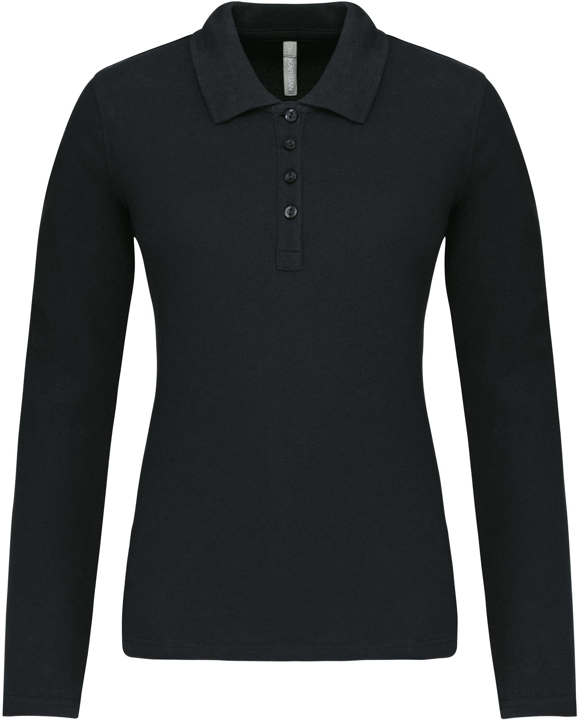 Kariban Langarm-Poloshirt Damen Langarm-Polohemd. Baumwollpiqué